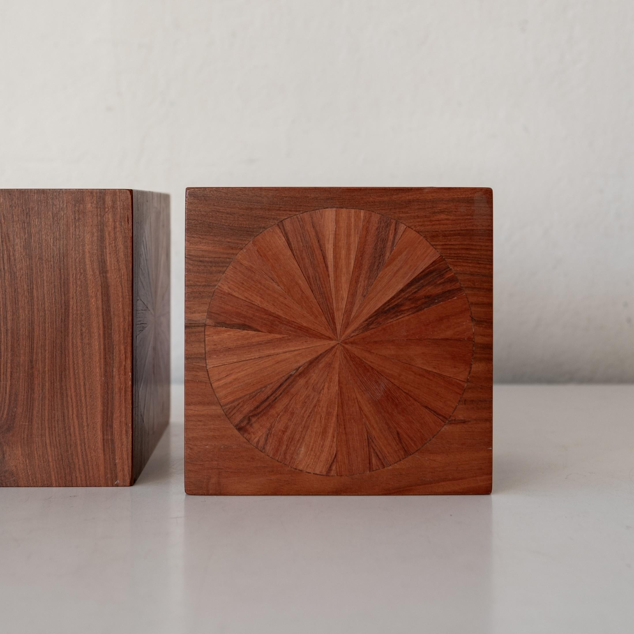 Studio Crafted Wood Marquetry Bookends by Jere Osgood For Sale 1