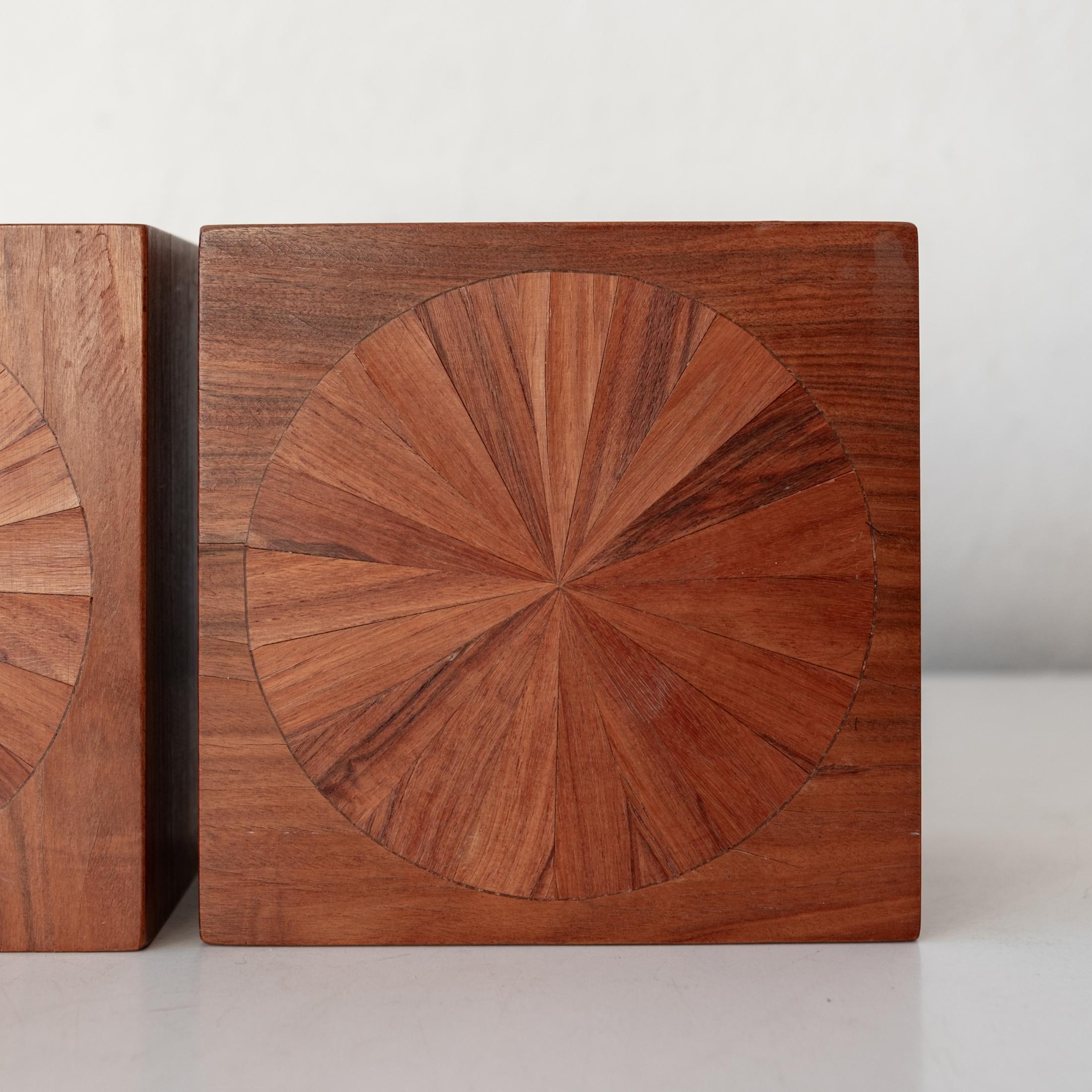 Studio Crafted Wood Marquetry Bookends by Jere Osgood For Sale 2