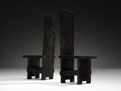 Studio D. A. Italien Brutalistische Stühle aus verdunkeltem massivem Kiefernholz