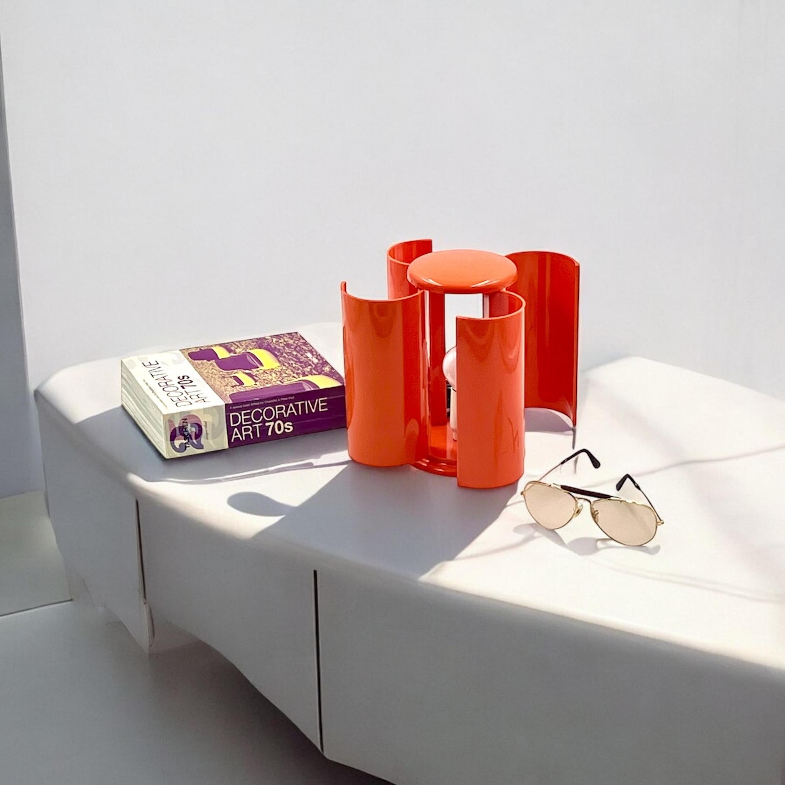 Studio D.A. Lamperti Table Lamp in Orange Plastic - Mid Century Modern Icon 4