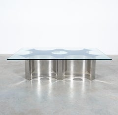 Studio Davico Coffee Table Stainless Steel Mirror Glass, Italy, Circa 1970