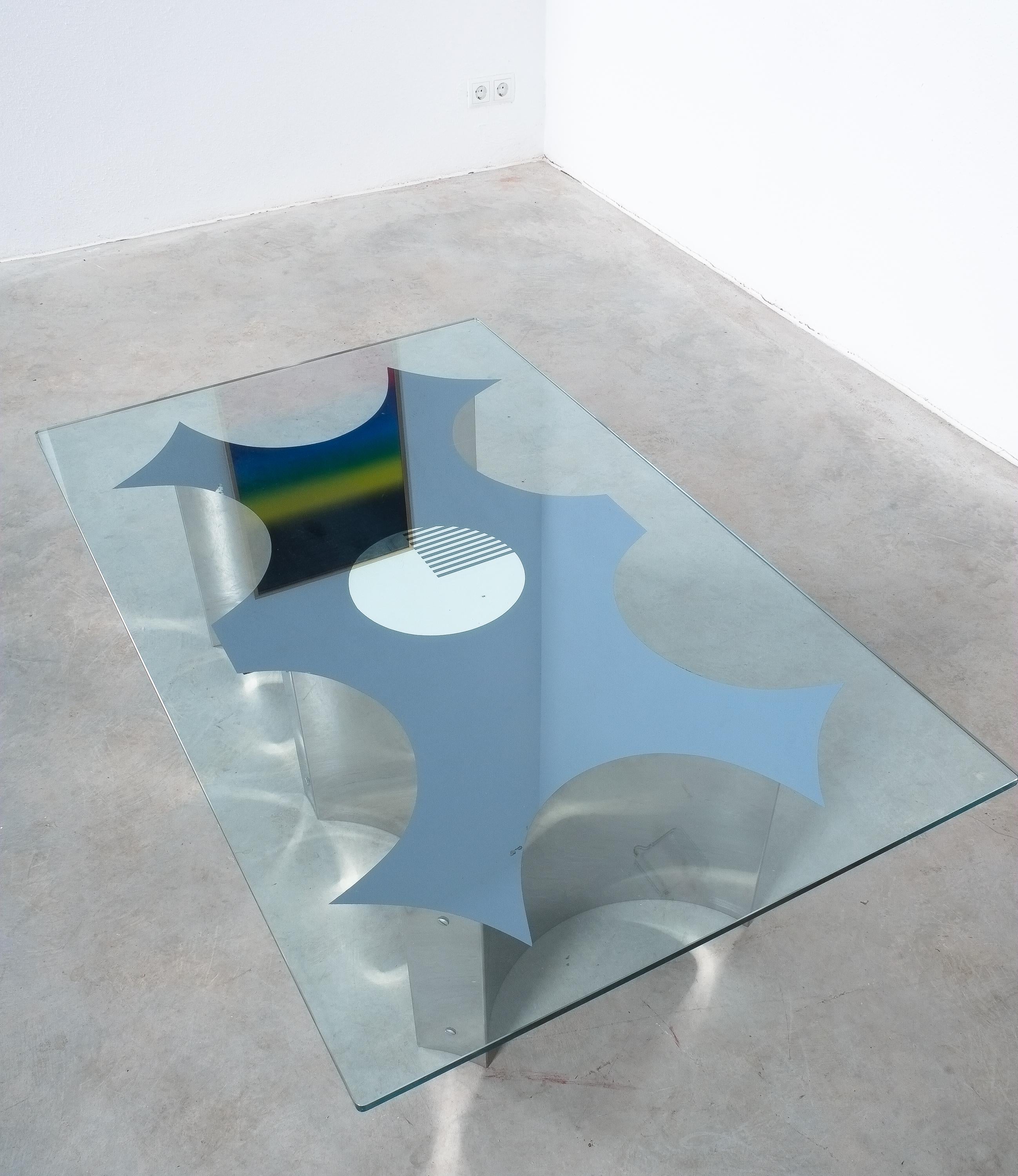 Table basse Studio Davico en acier inoxydable et verre miroir, Italie, vers 1970 en vente 2
