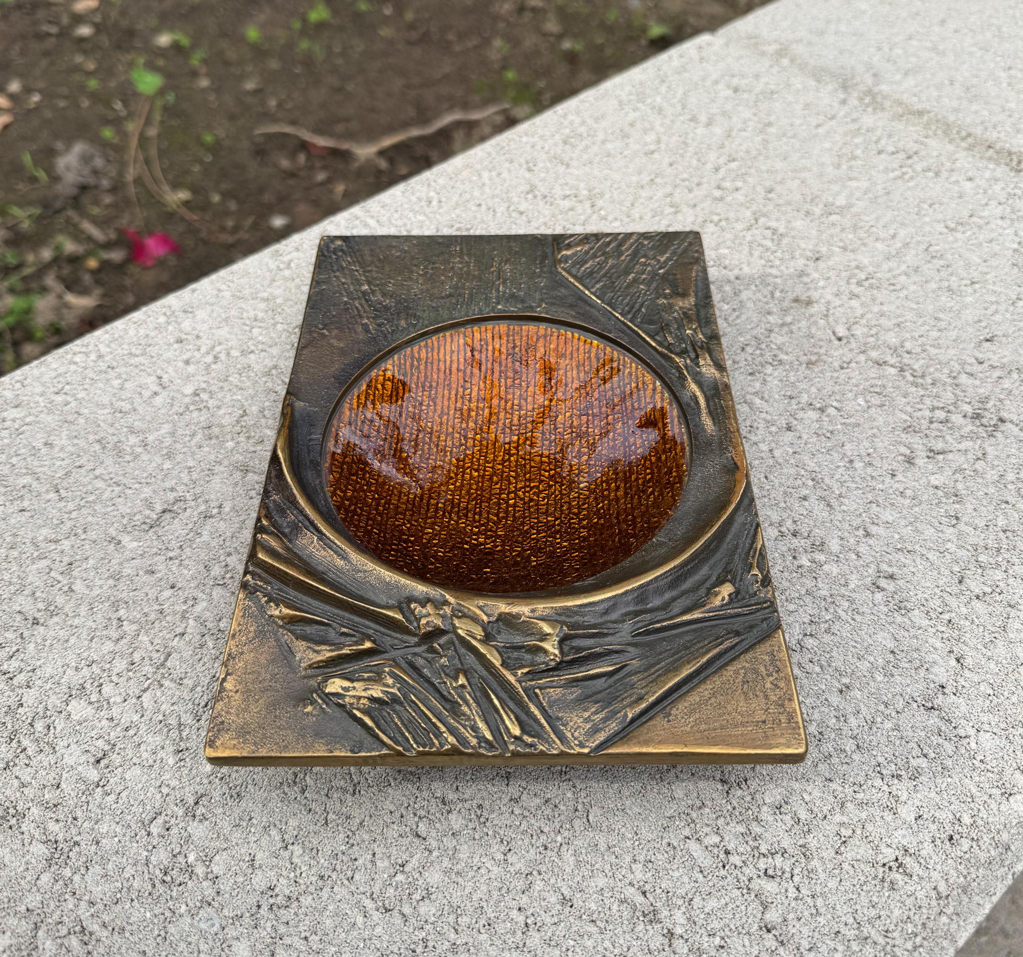 Vide poche de bronce y esmalte Studio Del Campo, Italia, c.1960 en Bueno estado para la venta en San Juan Capistrano, CA