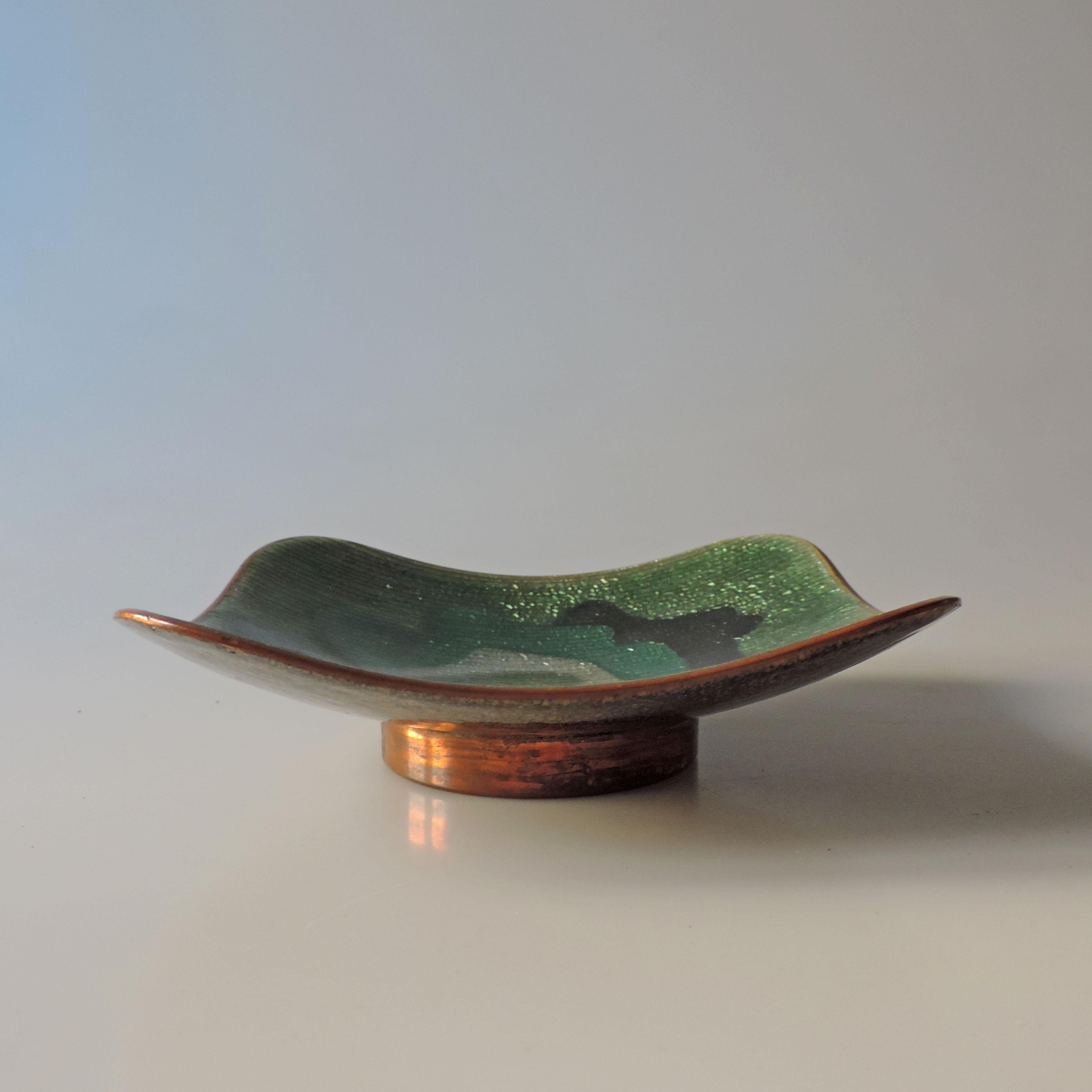 Mid-Century Modern Studio Del Campo Enamel on Copper Vide-Poche, Italy 1960s For Sale