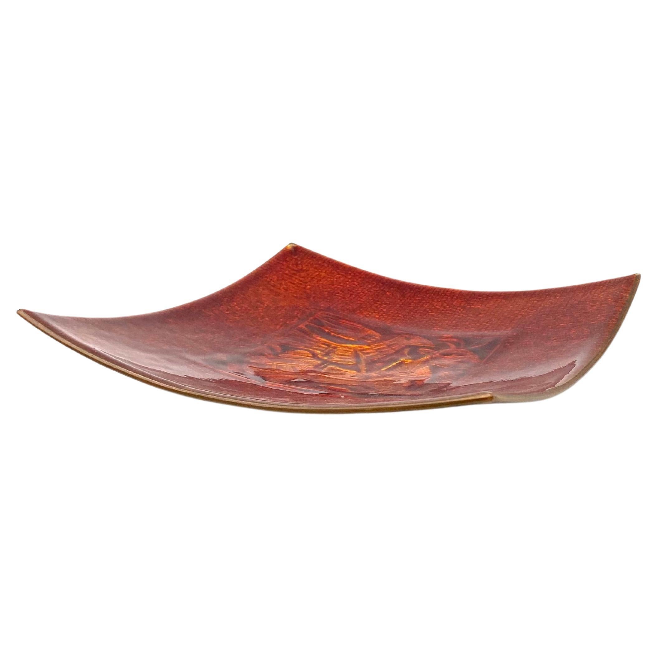 Studio Del Campo, Red Fire-Glazed Copper Vide Poche, Italy, circa 1970