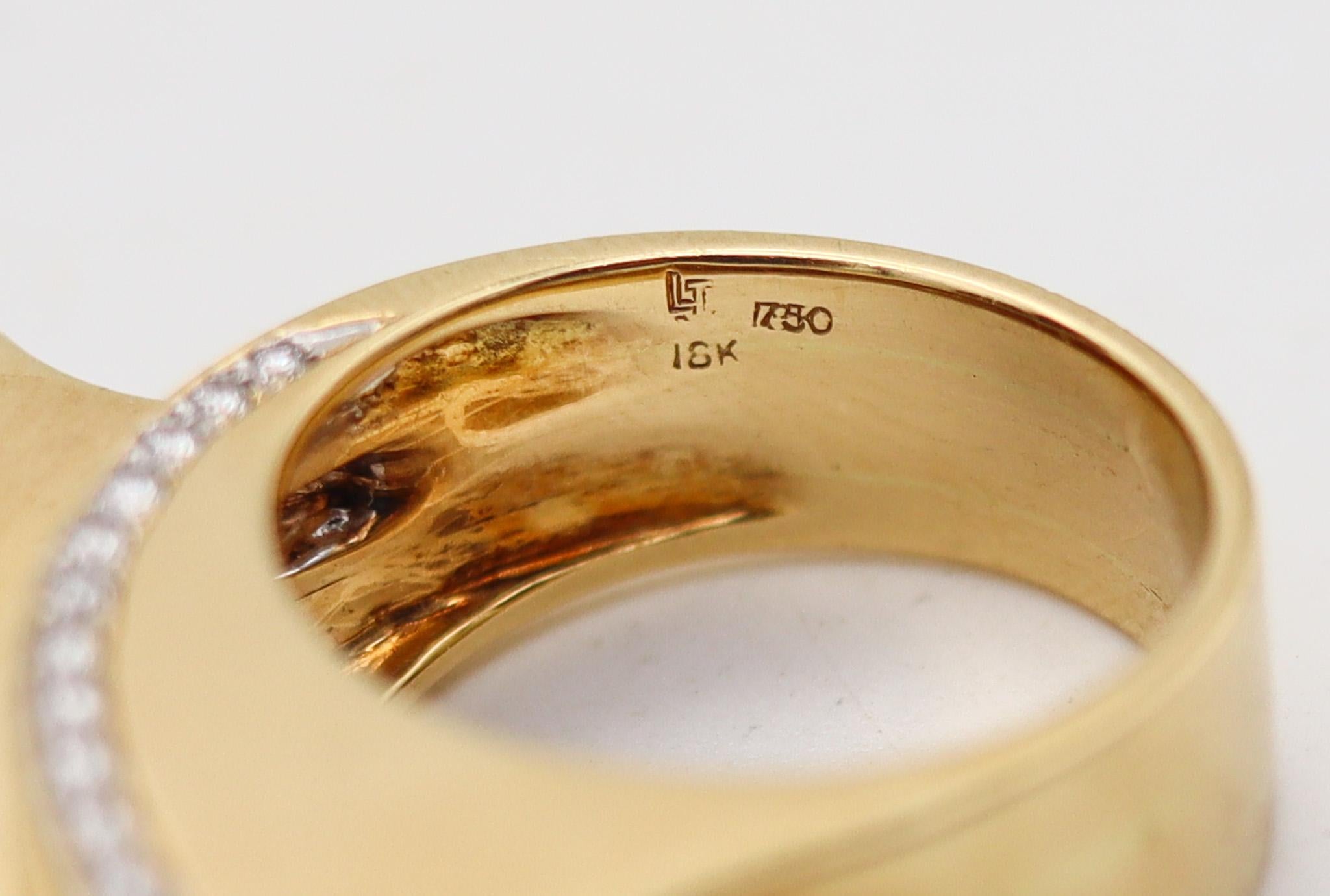 Brilliant Cut Studio Designer Geometric Sculptural Ring In 18Kt Gold With 1.62 Ctw Diamonds For Sale