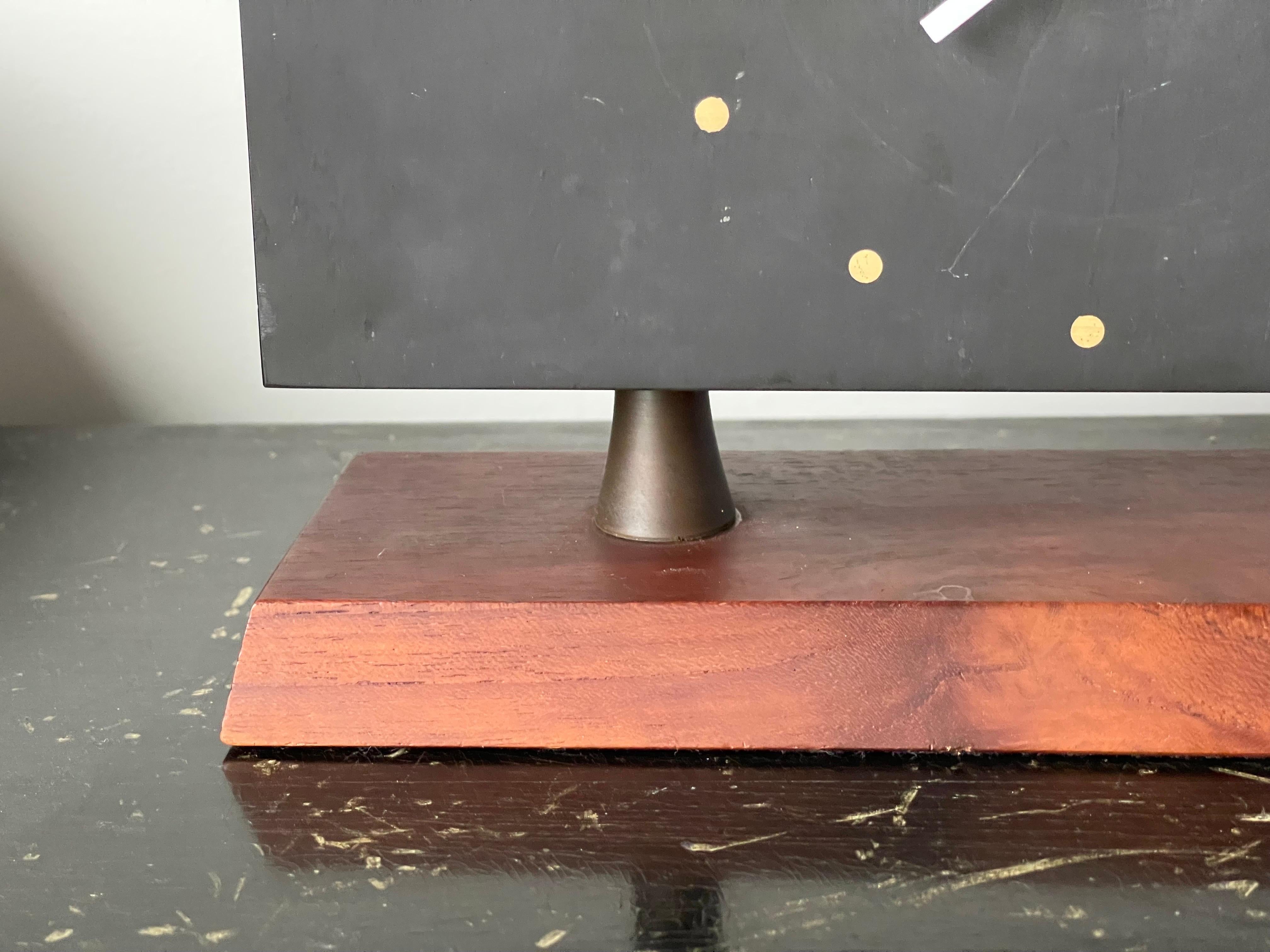 Studio Desk Clock By Harpswell House after Paul Evans in Walnut and Slate  For Sale 6