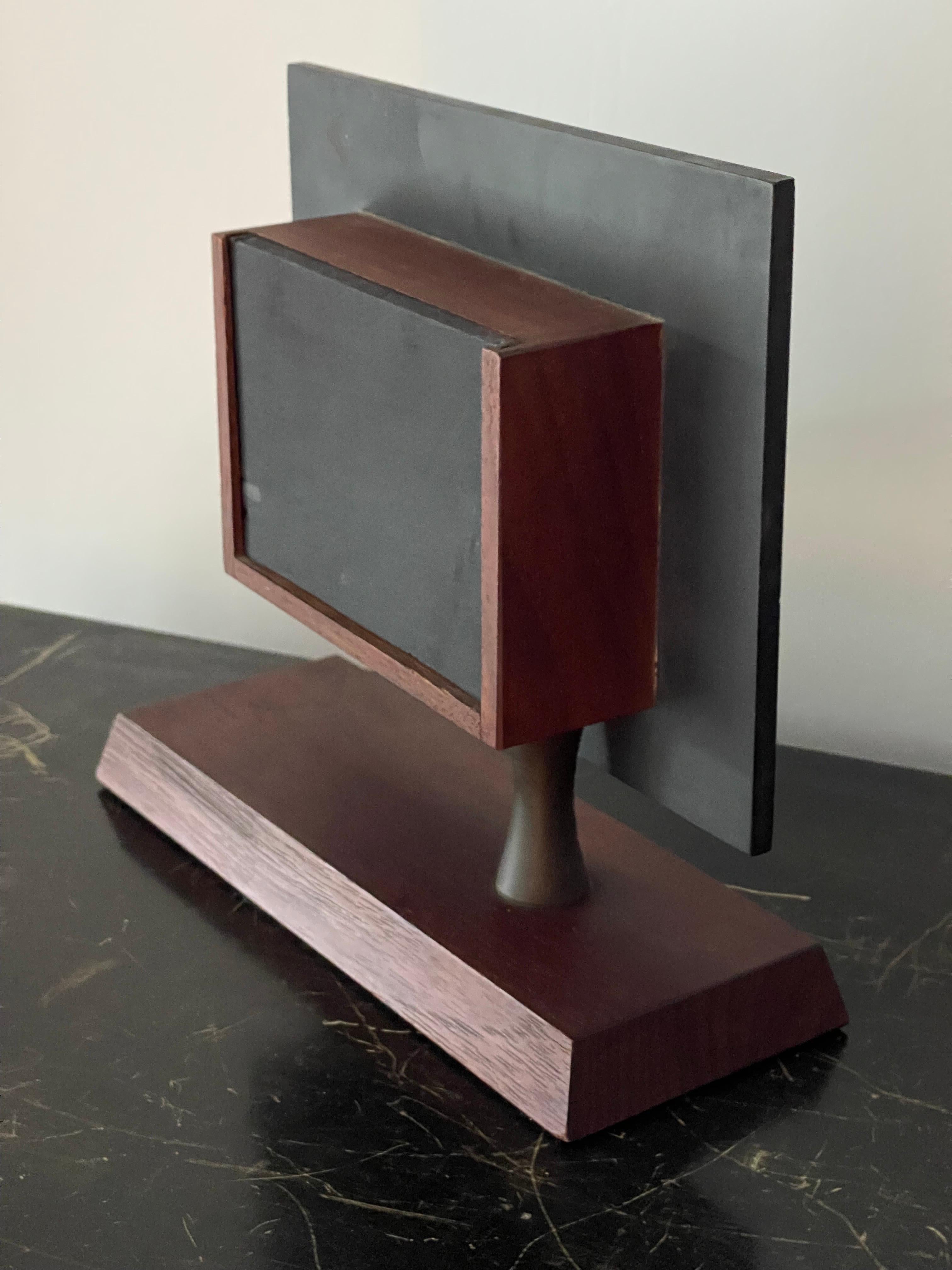 Mid-20th Century Studio Desk Clock By Harpswell House after Paul Evans in Walnut and Slate  For Sale