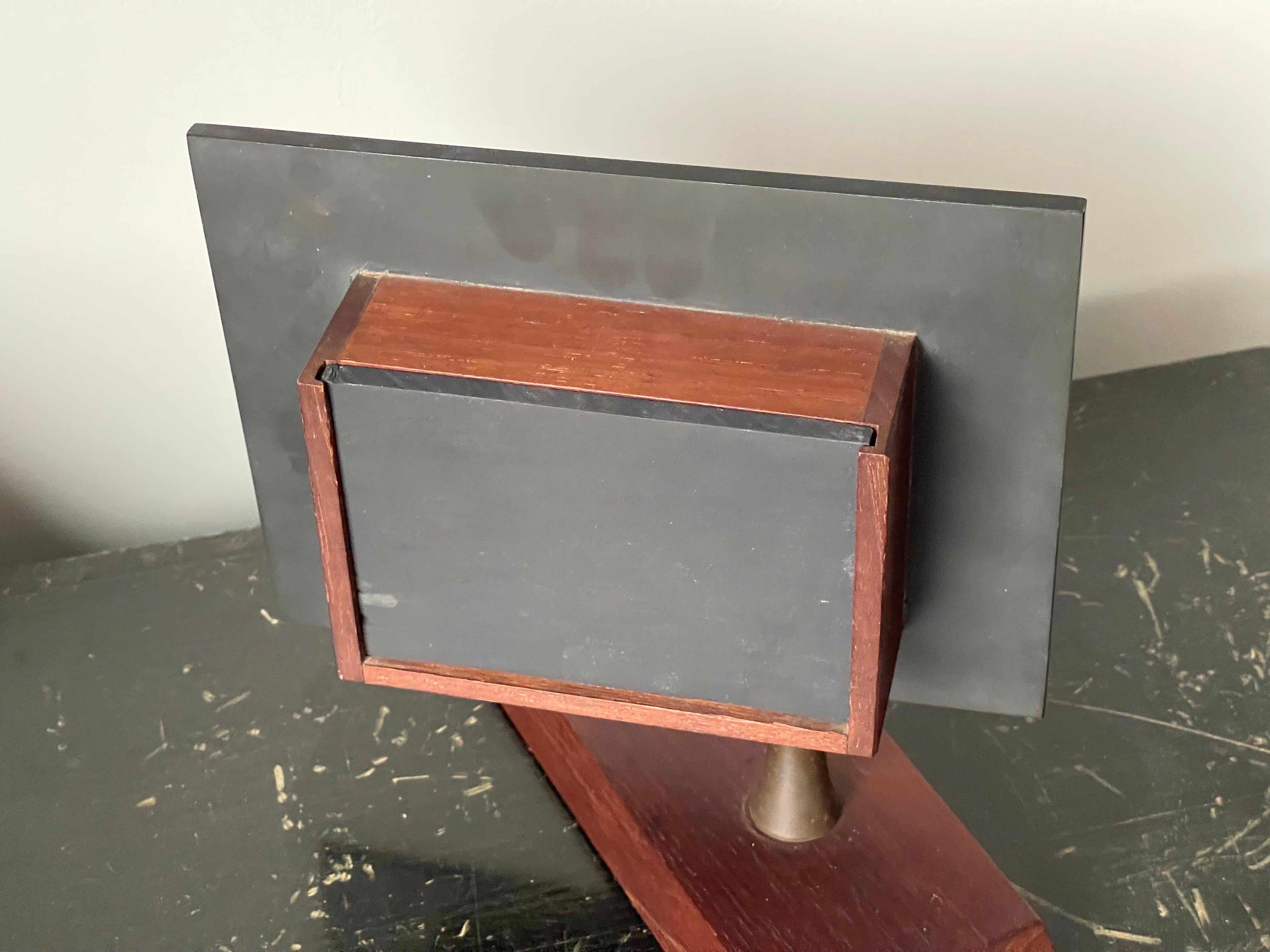 Studio Desk Clock By Harpswell House after Paul Evans in Walnut and Slate  For Sale 1