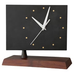 Studio Desk Clock By Harpswell House after Paul Evans in Walnut and Slate 