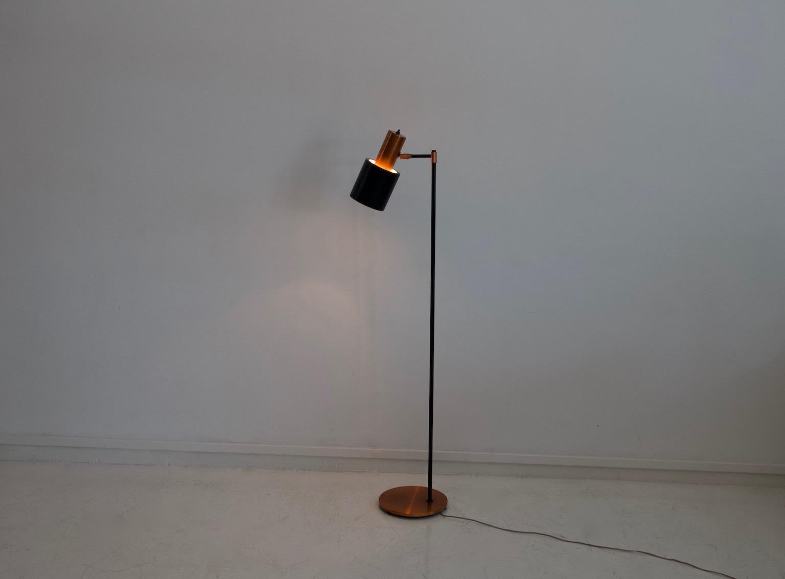 copper and black floor lamp