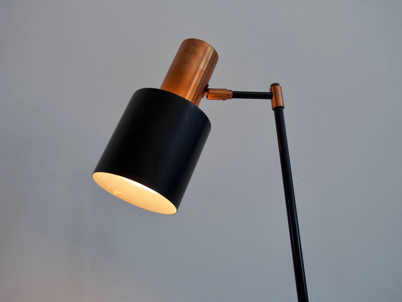 Danish Studio Floor Lamp in Black and Copper by Jo Hammerborg for Fog & Mørup
