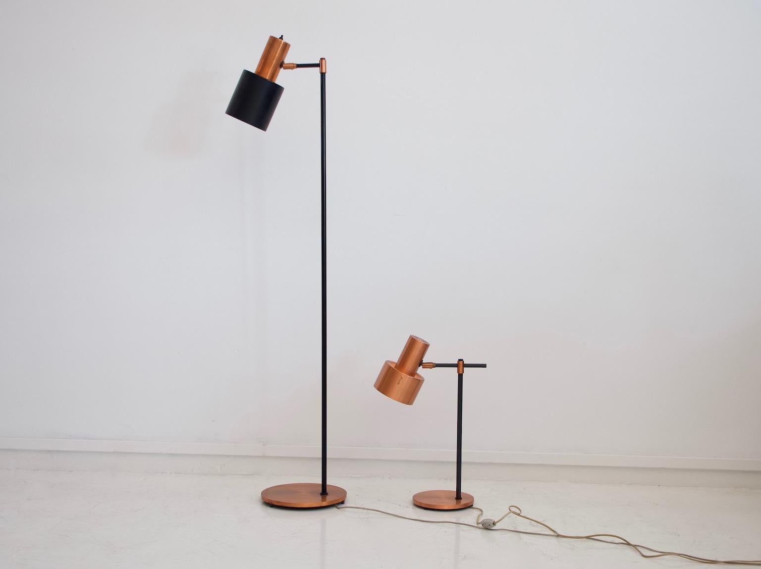 Studio Floor Lamp in Black and Copper by Jo Hammerborg for Fog & Mørup In Good Condition In Madrid, ES