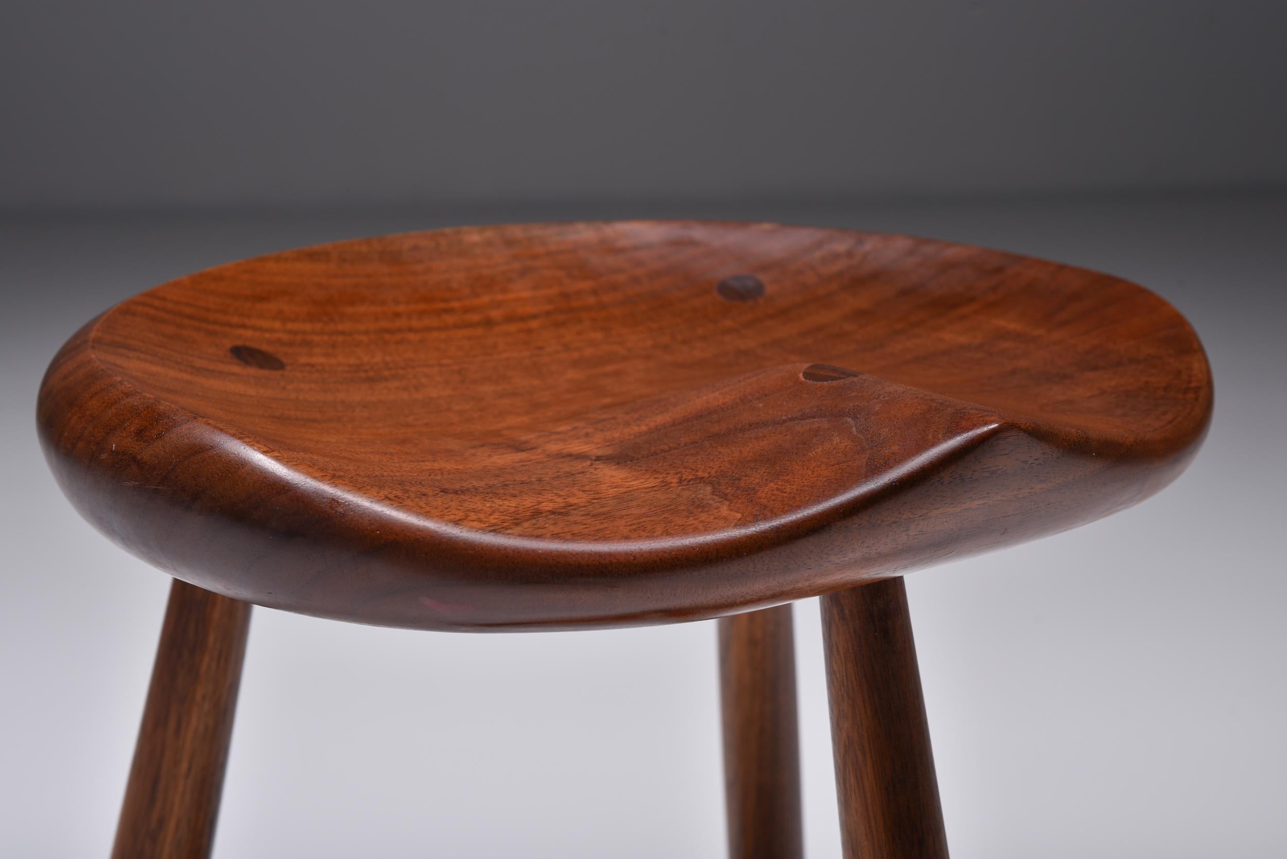 Late 20th Century Studio Furniture American Craft Stool Mid-century modern 1960s USA For Sale