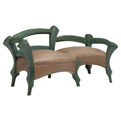 Muebles de Estudio, Sofá o Banco Artesanal, Madera y Cuero