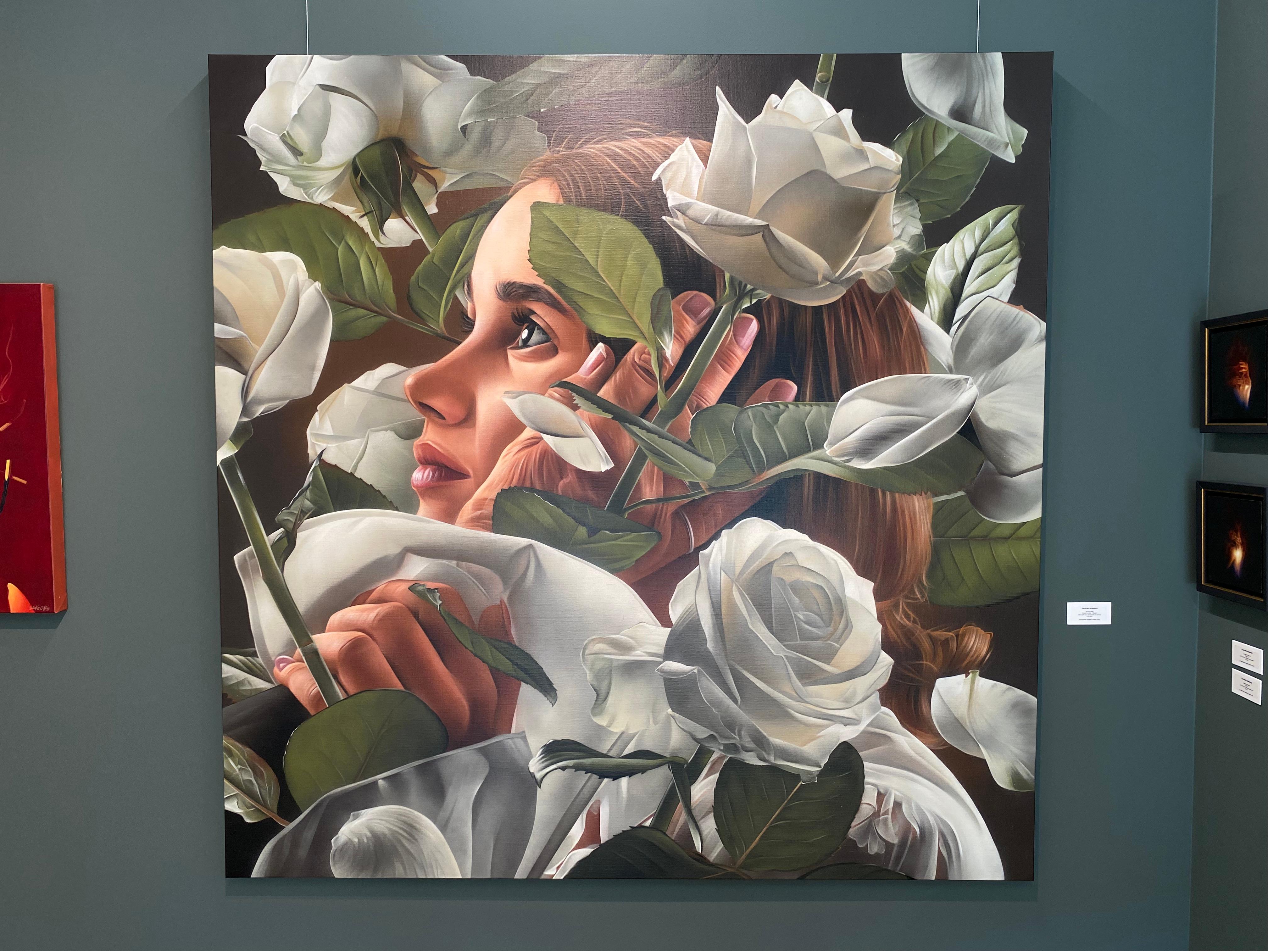 Soul Flora Trust - Zeitgenössisches Spray Graffiti des 21. Jahrhunderts (Braun), Portrait Painting, von Studio Giftig