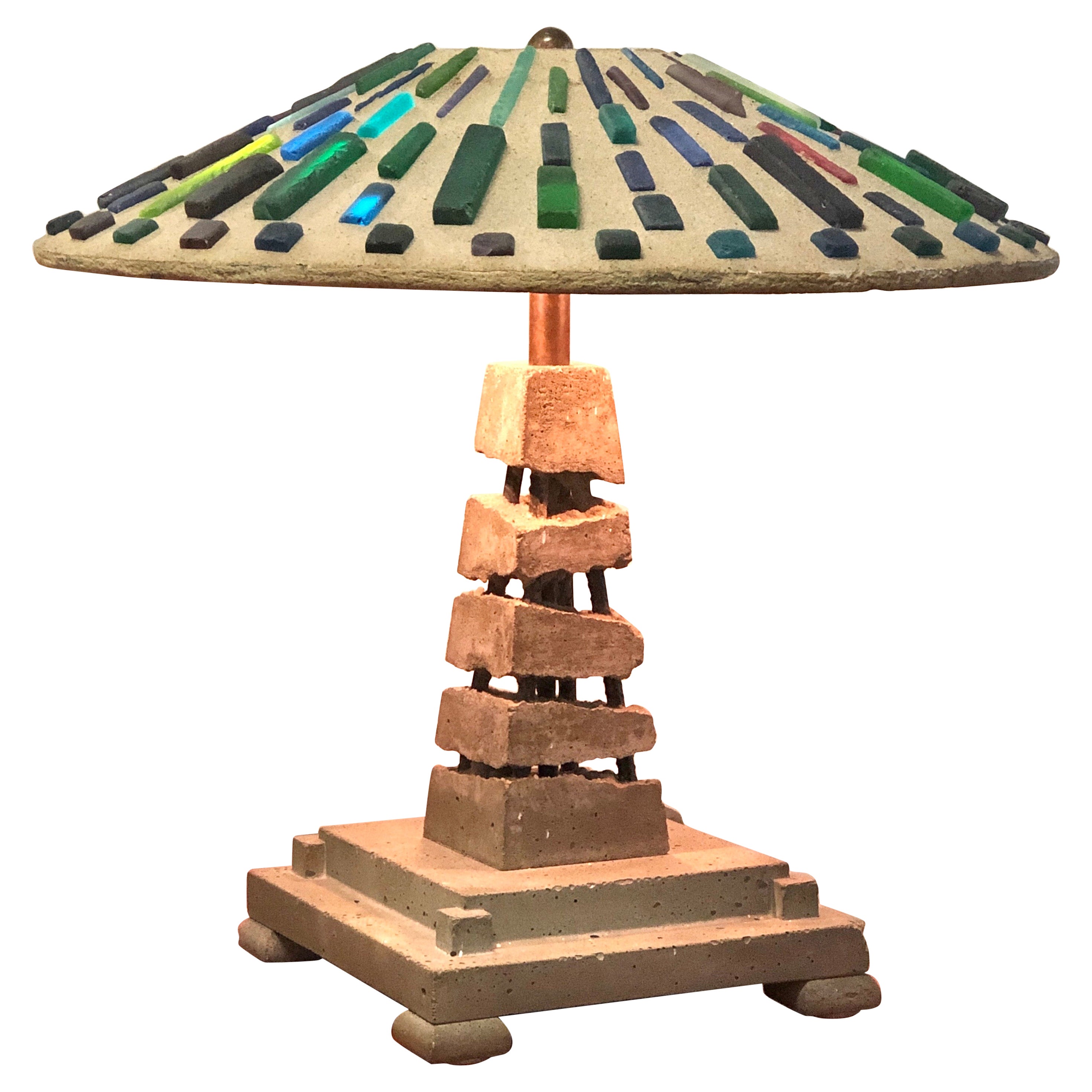 Skulpturale Tischlampe aus Glas und Beton, Studio