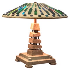 Lampe de table sculpturale en verre et béton de Studio