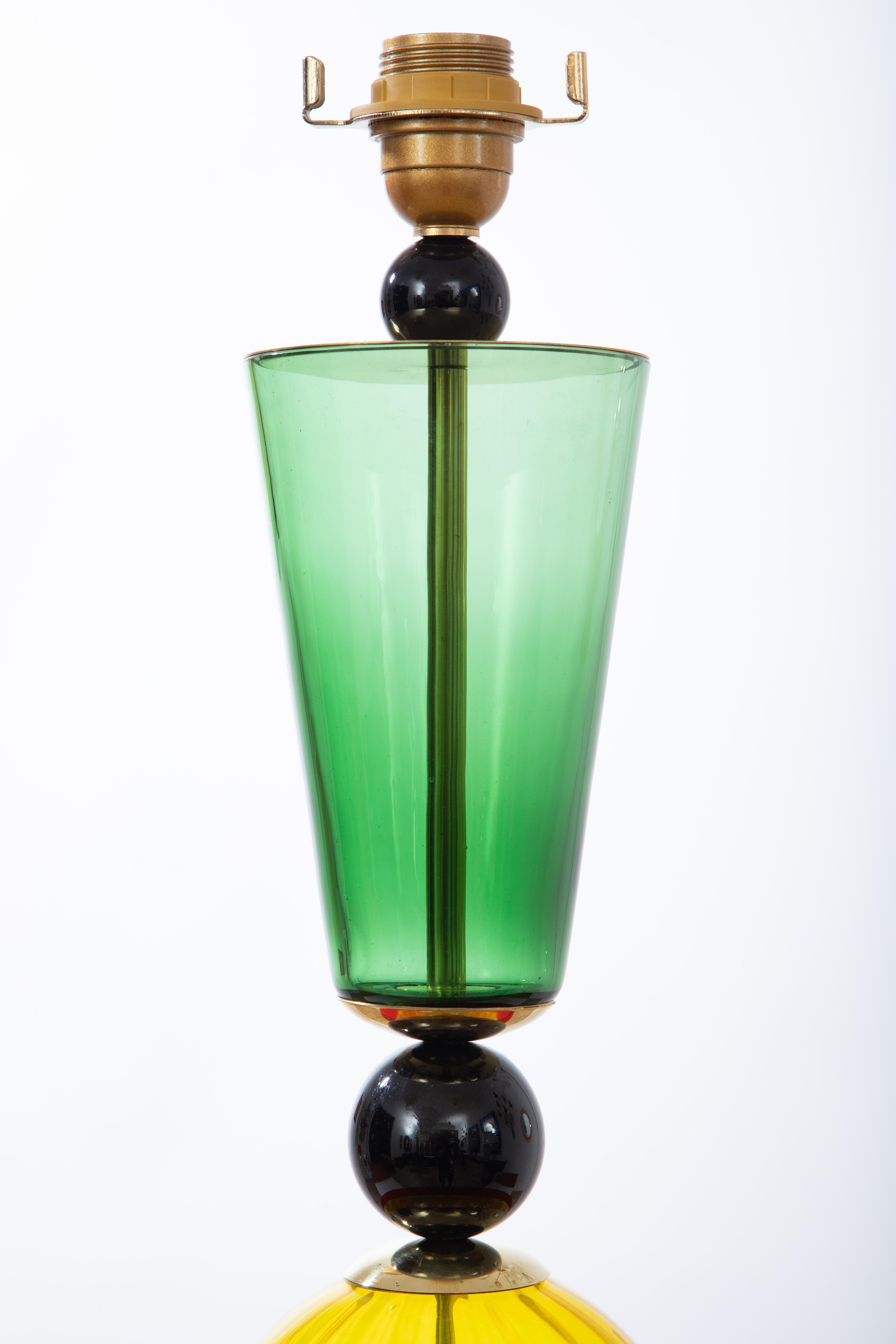 Italian Studio Glass Memphis Style Table Lamp, Italy in Stock For Sale