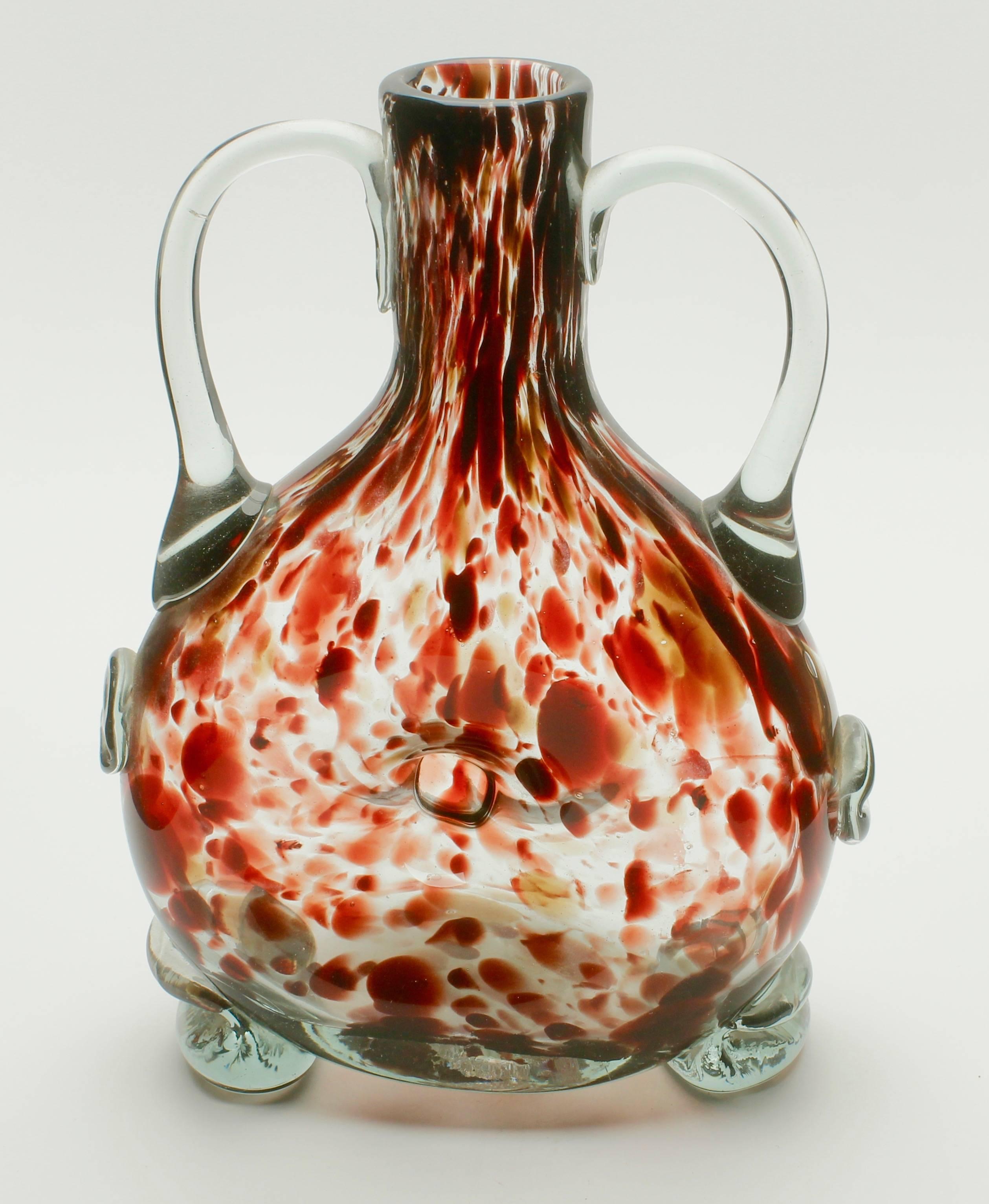 Mid-Century Modern Studio Glass Vase Based on a Mouth-Blown Bottle Shape of Tortoiseshell For Sale