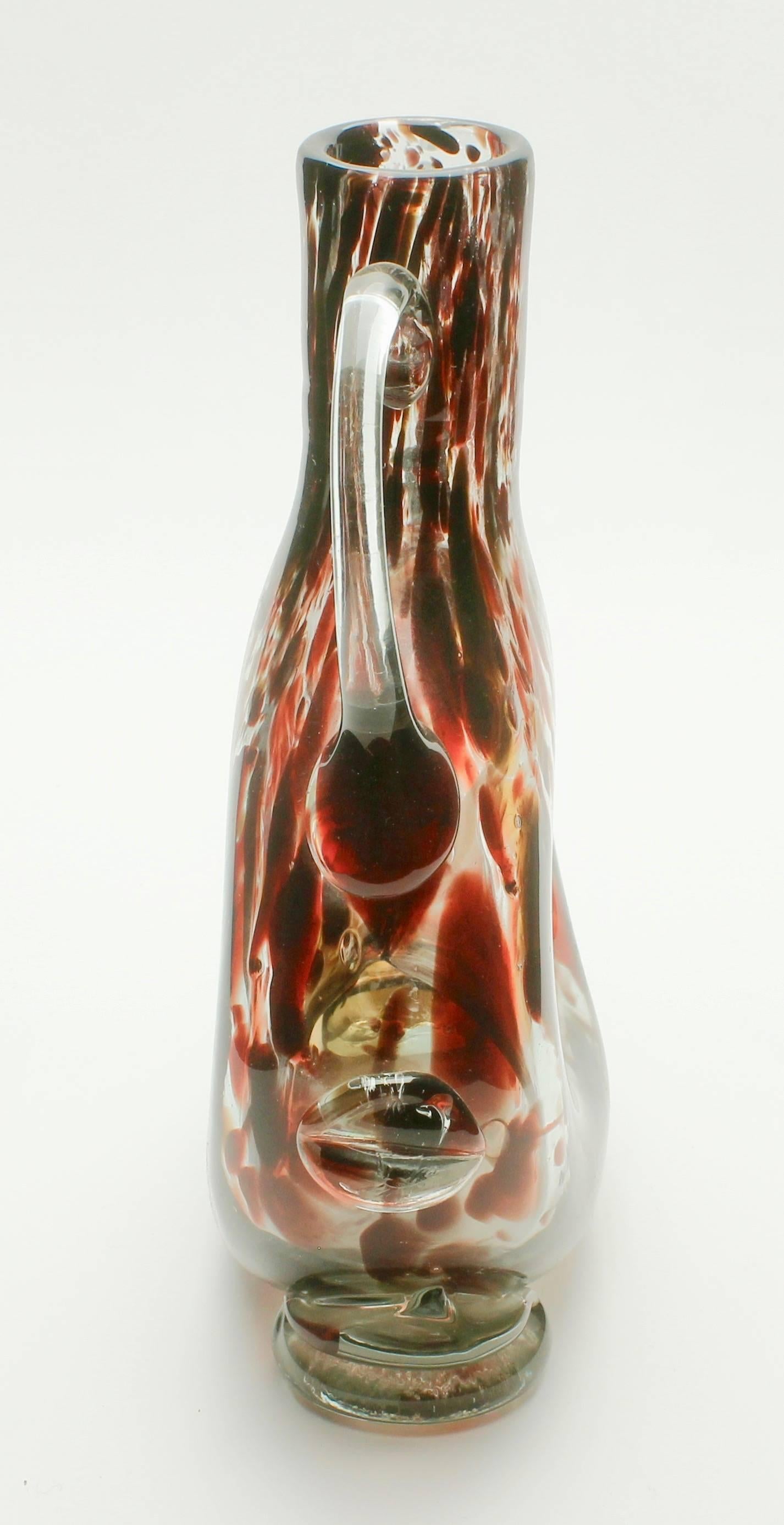 Italian Studio Glass Vase Based on a Mouth-Blown Bottle Shape of Tortoiseshell For Sale