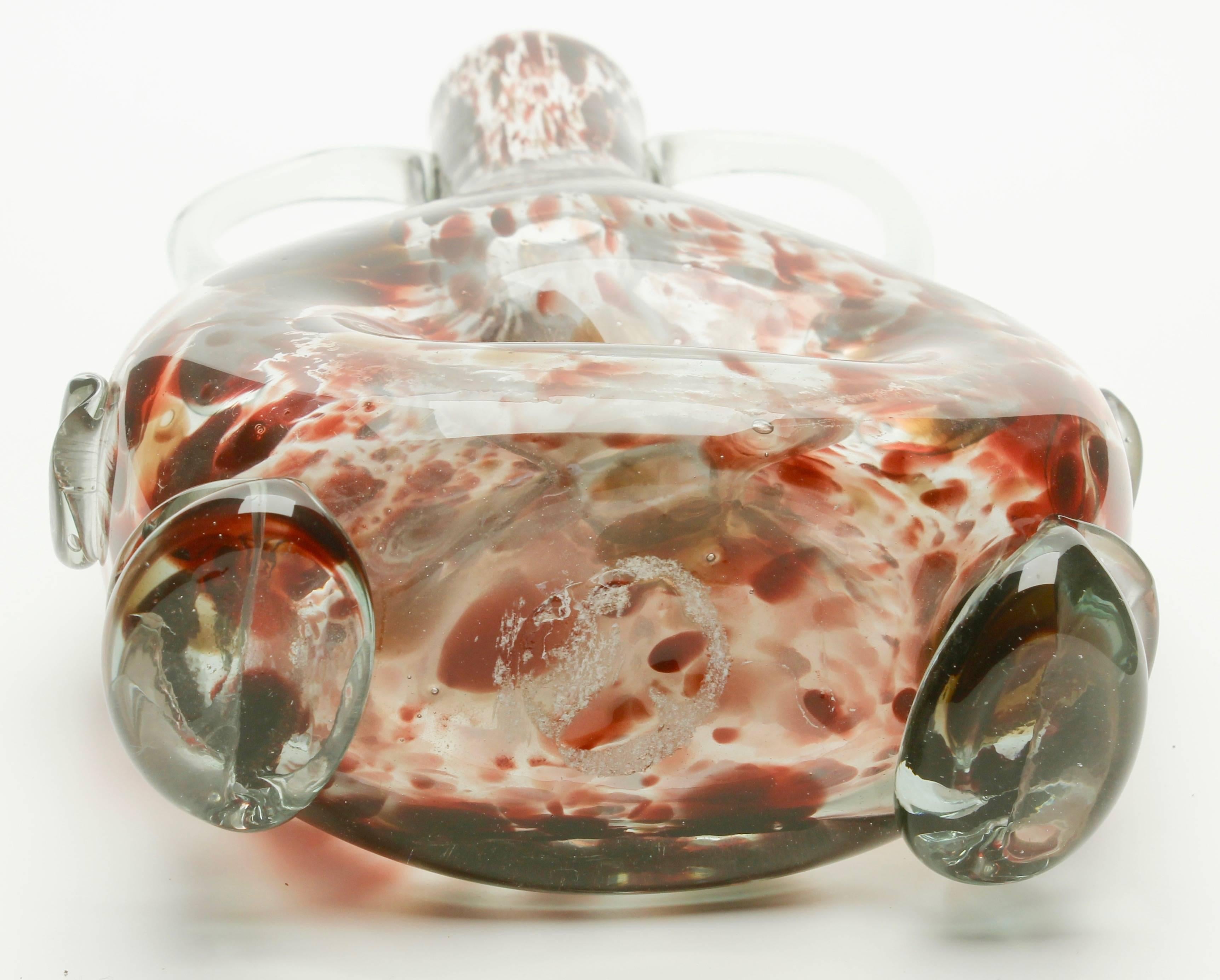 Hand-Crafted Studio Glass Vase Based on a Mouth-Blown Bottle Shape of Tortoiseshell For Sale