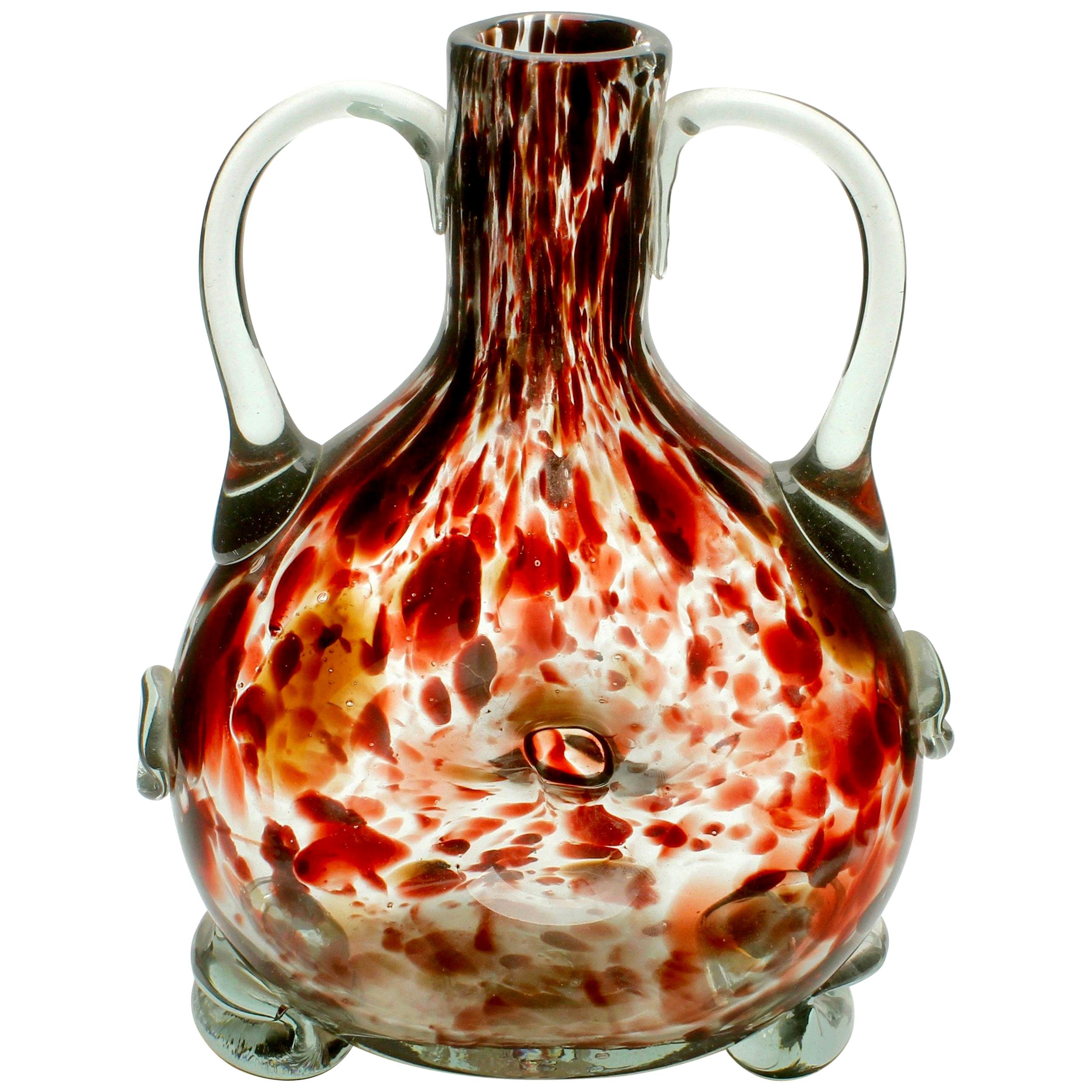 Studio Glass Vase Based on a Mouth-Blown Bottle Shape of Tortoiseshell For Sale