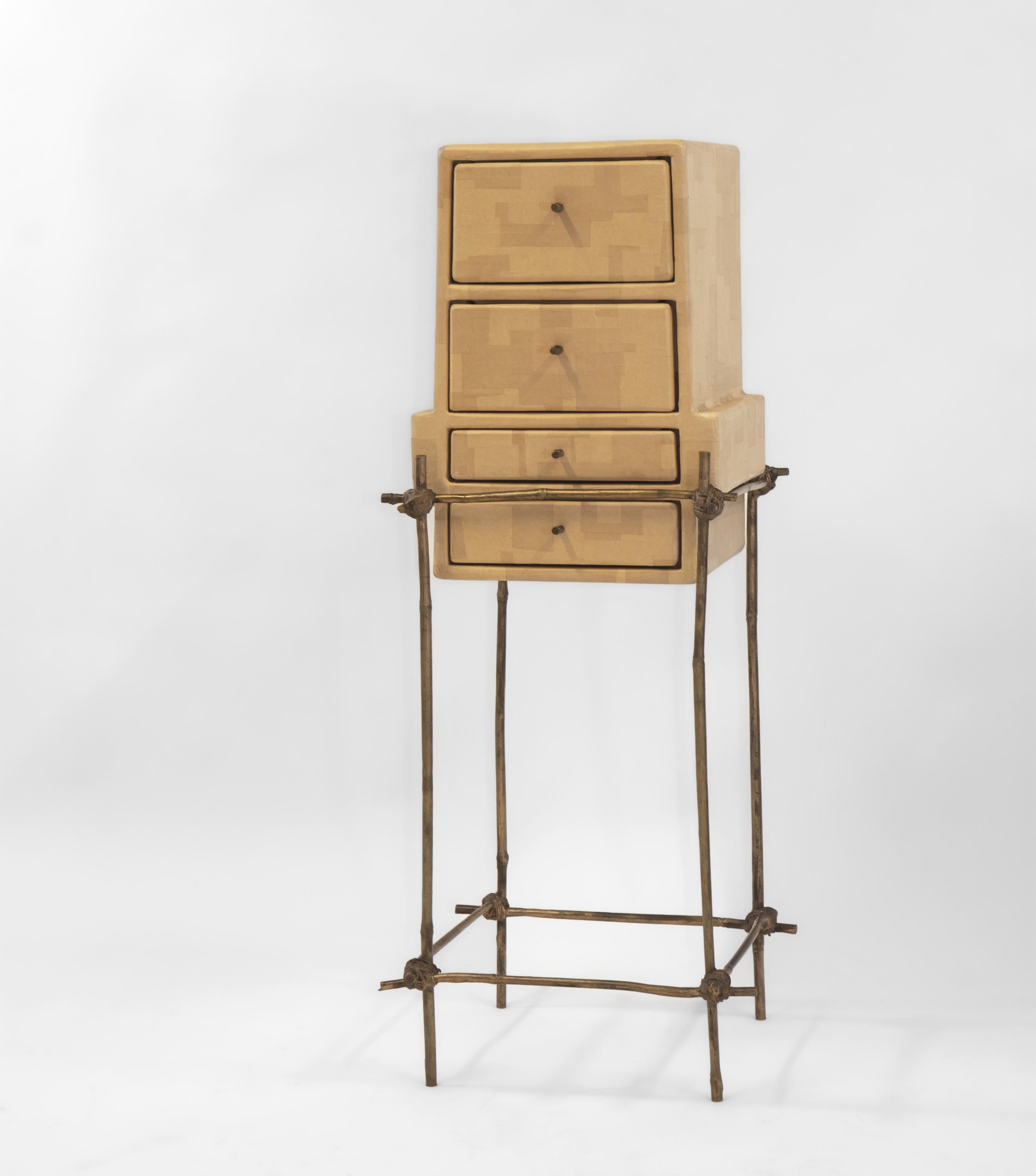 Studio Glithero Ad Hoc Cabinet sur pied en bambou bronze doré Les French Series 1 en vente 4