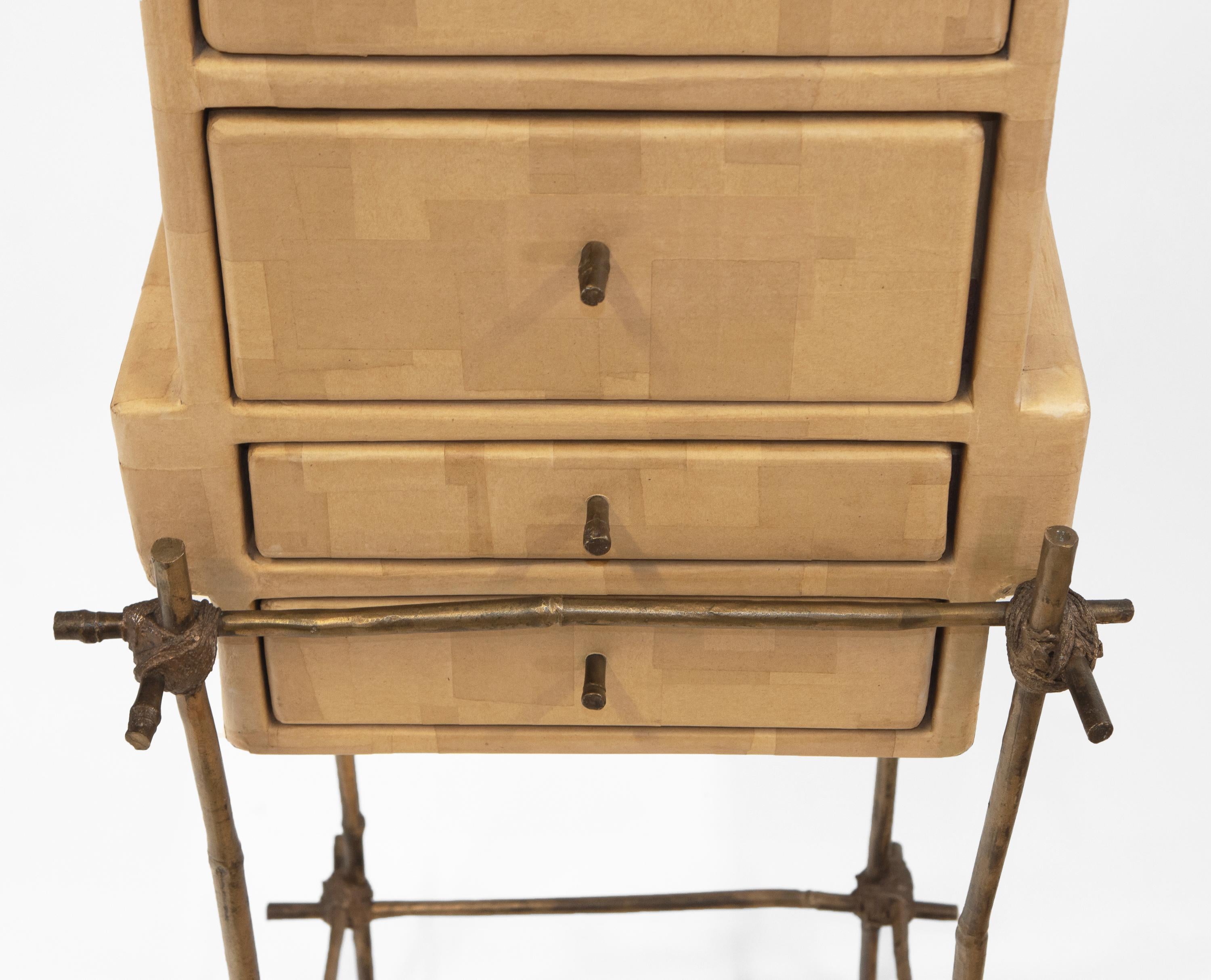 Moderne Studio Glithero Ad Hoc Cabinet sur pied en bambou bronze doré Les French Series 1 en vente
