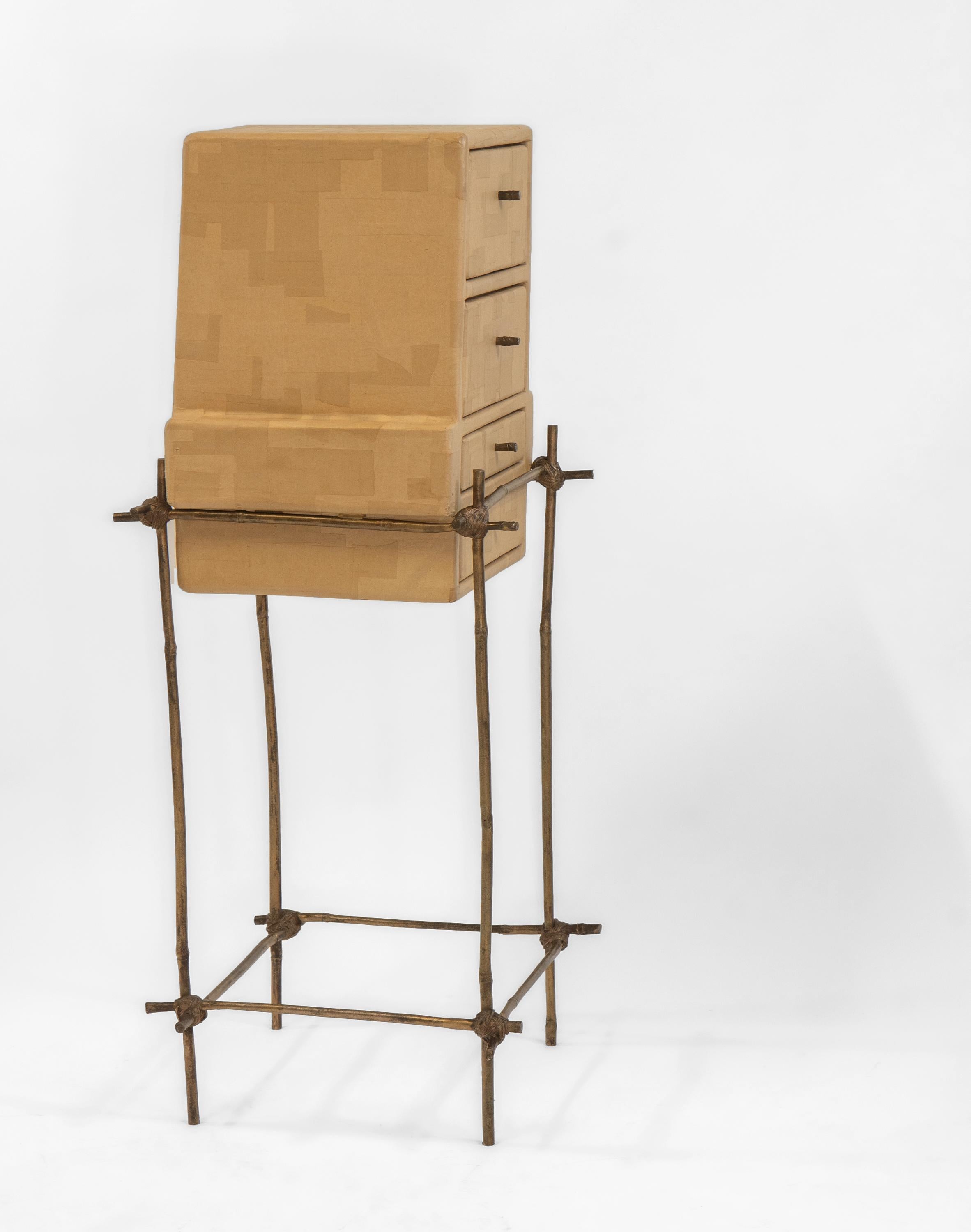Britannique Studio Glithero Ad Hoc Cabinet sur pied en bambou bronze doré Les French Series 1 en vente