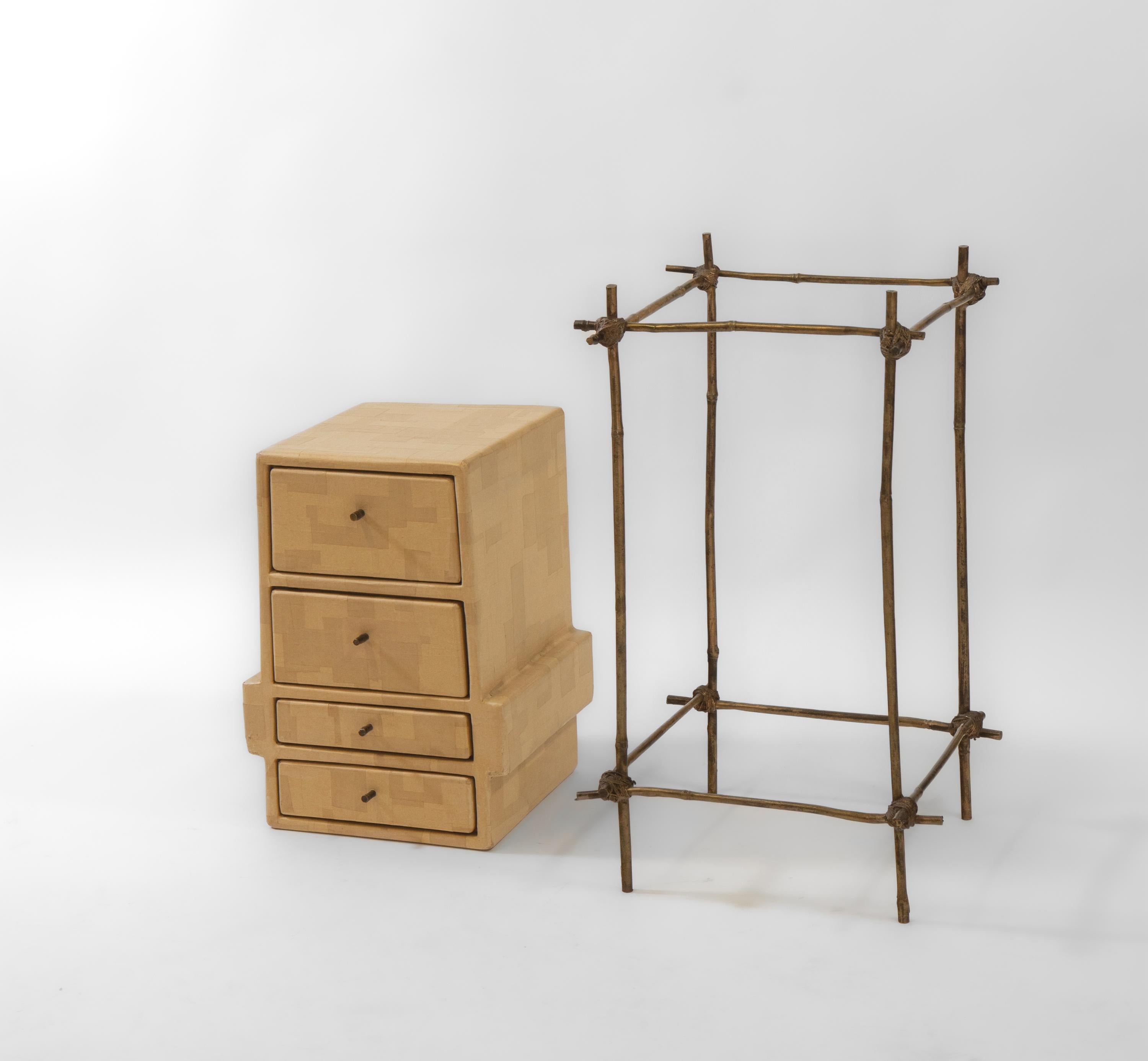 Bronze Studio Glithero Ad Hoc Cabinet sur pied en bambou bronze doré Les French Series 1 en vente