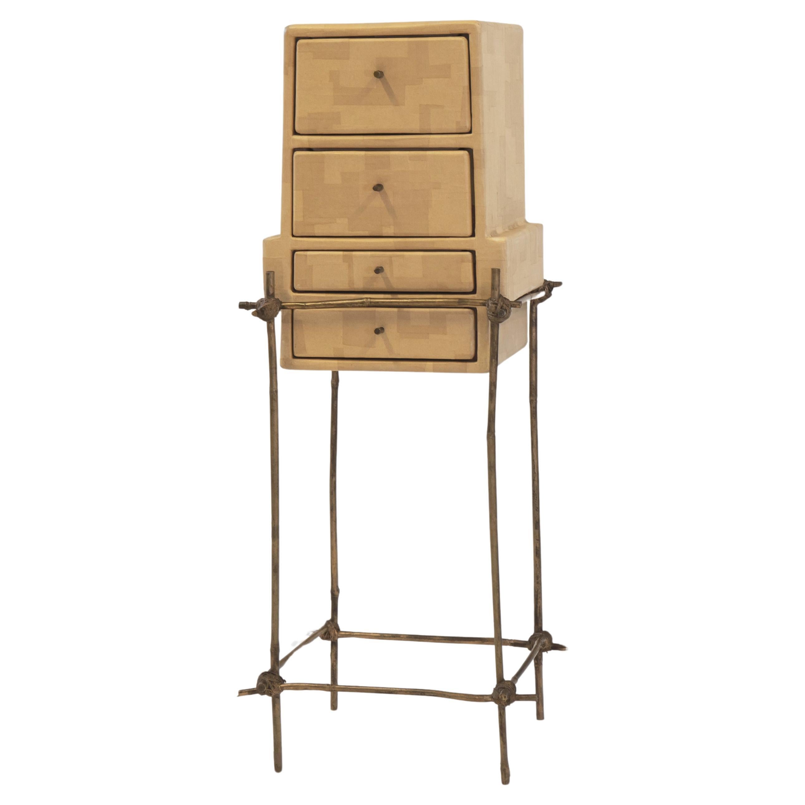 Studio Glithero Ad Hoc Cabinet sur pied en bambou bronze doré Les French Series 1 en vente