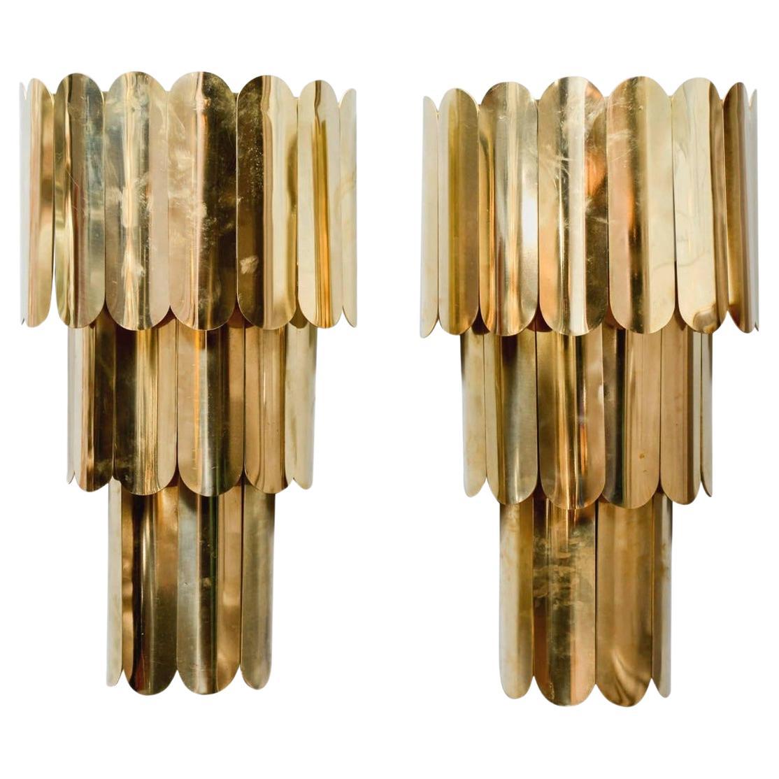 Studio Glustin Brass Sconces, Pair