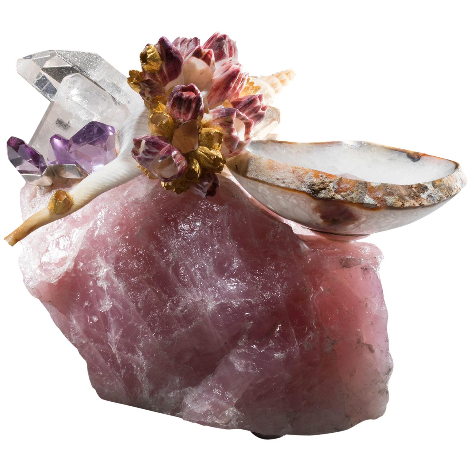 Studio Greytak 'Bling Bowl 2' Brazilian Agate Bowl, Crystals, Shells & Amethyst