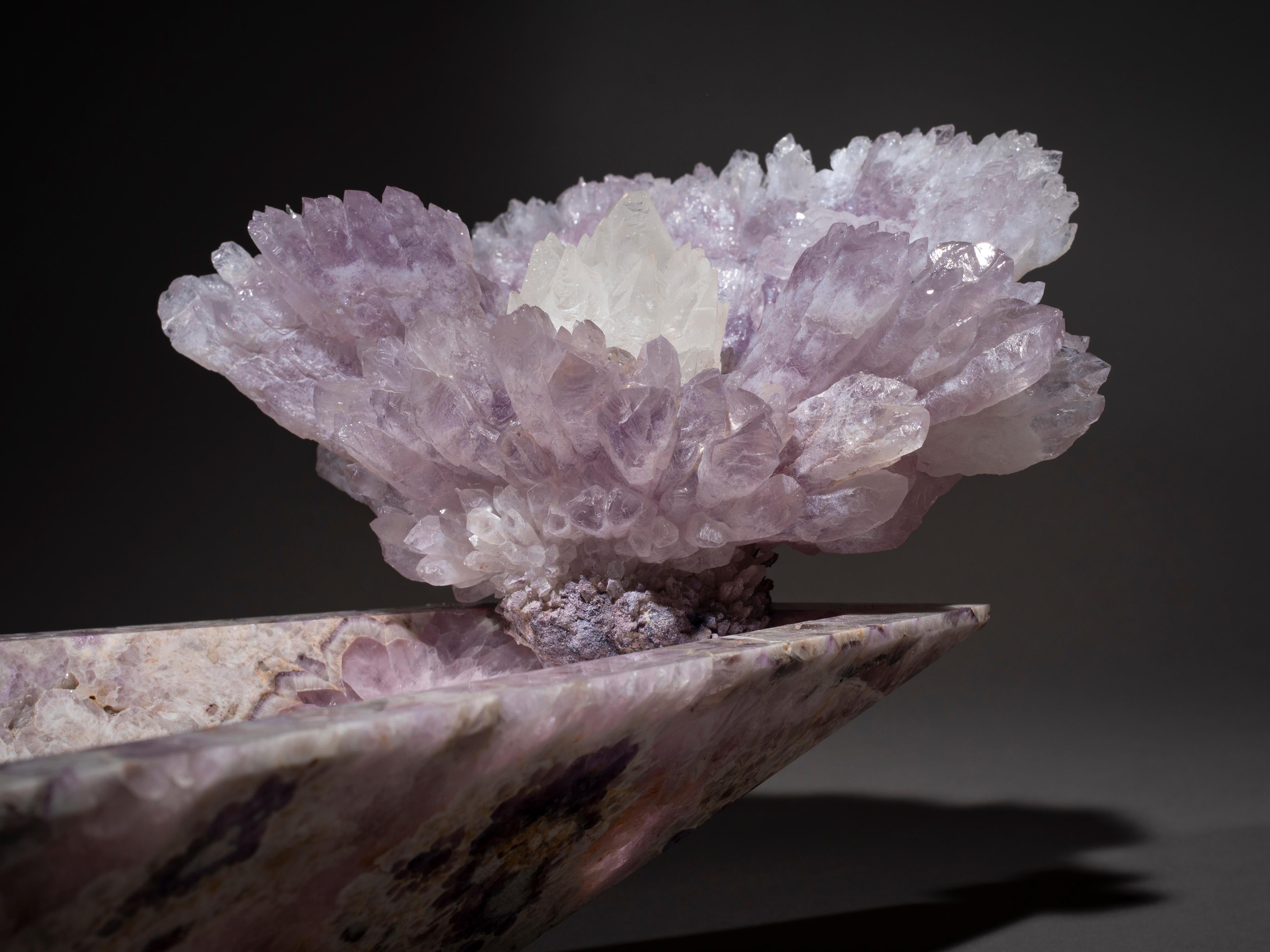 Modern Studio Greytak Bling Bowl 8, Amethyst and Quartz For Sale