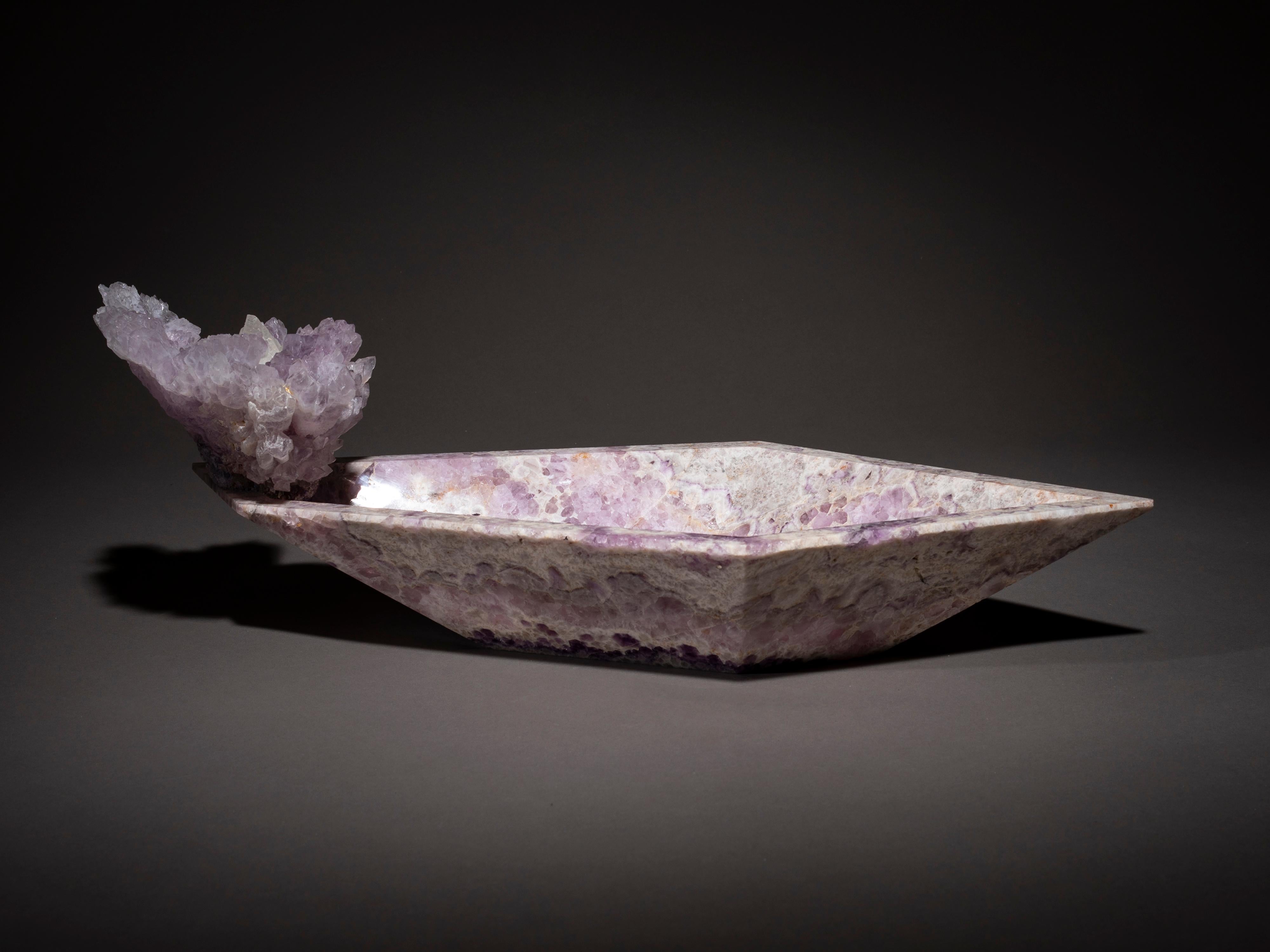 American Studio Greytak Bling Bowl 8, Amethyst and Quartz For Sale