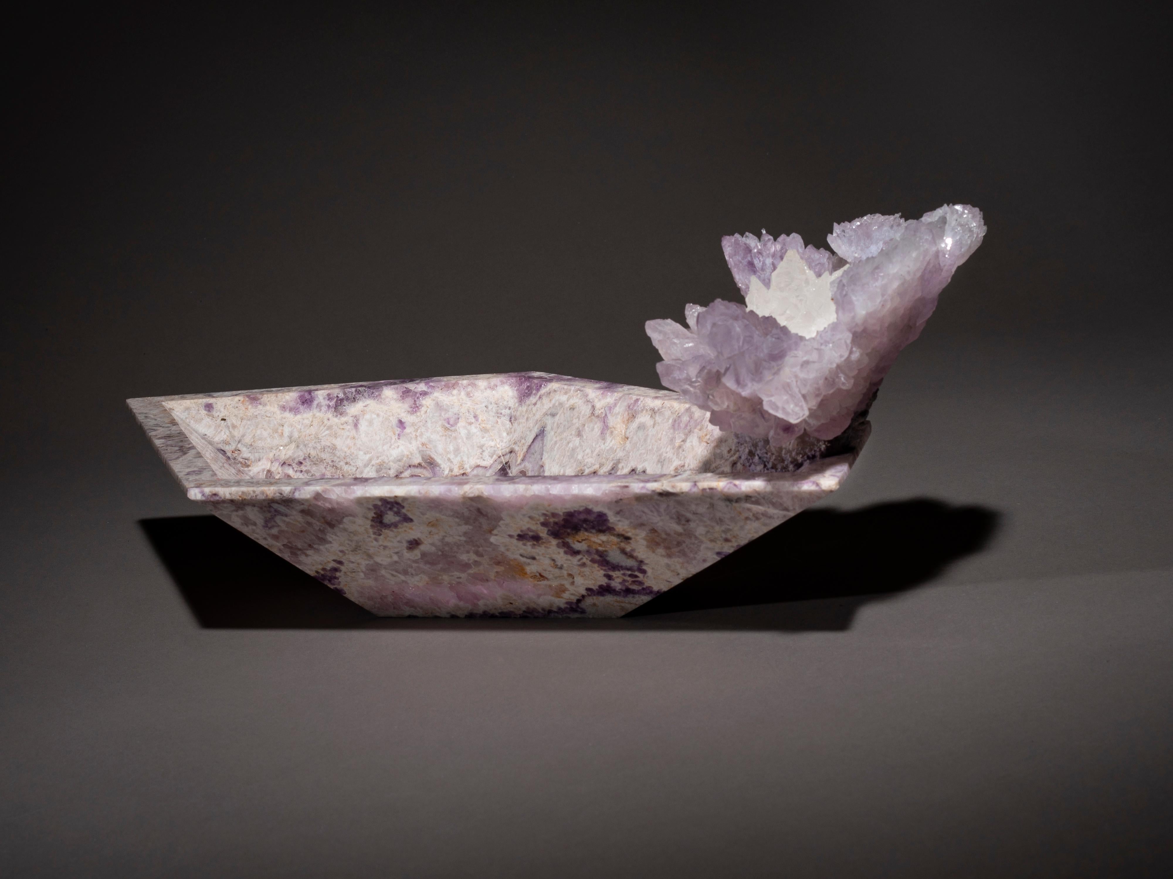 Contemporary Studio Greytak Bling Bowl 8, Amethyst and Quartz For Sale