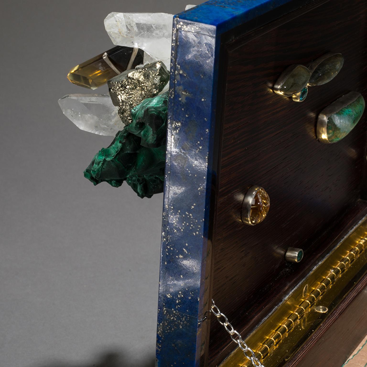 Studio Greytak 'Bling Box 3' Lapis Lazuli, Wenge, Malachite, Decorative Box 1