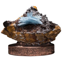 Studio Greytak 'Blue Barite On Copper' Natural Specimen Pedestal Desk Art 