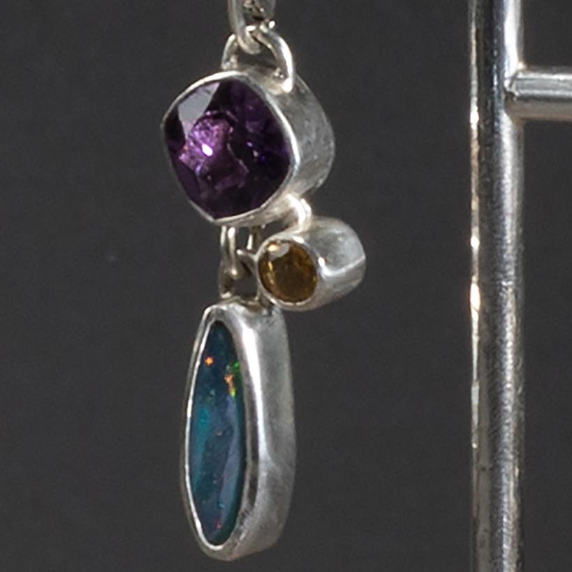 Studio Greytak 'Boulder-Opal-Ohrringe auf Kupfer' Amethyst, Citrin und Peridot Damen im Angebot