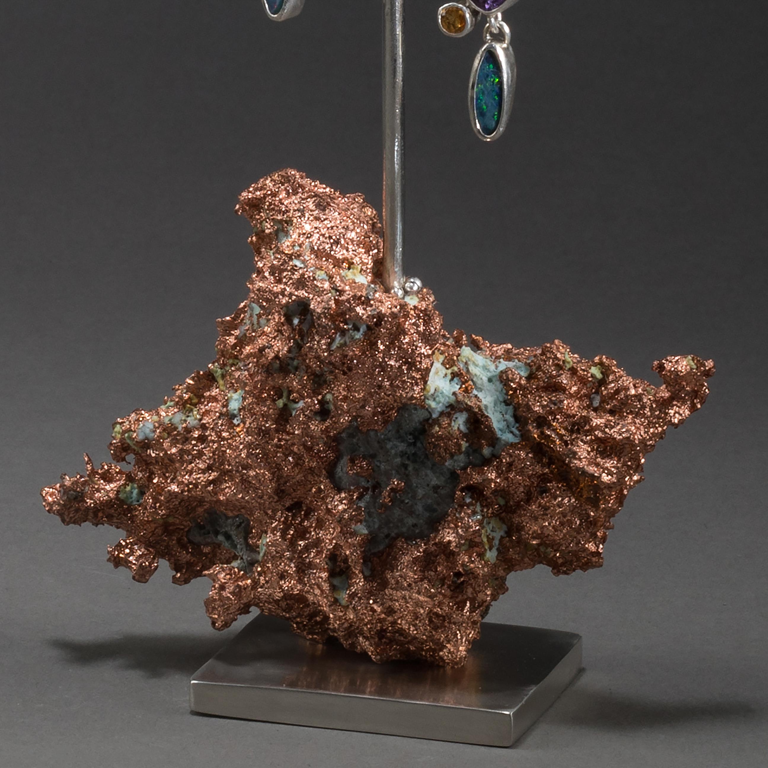 Studio Greytak 'Boulder Opal Earrings on Copper' Amethyst, Citrine, & Peridot For Sale 1