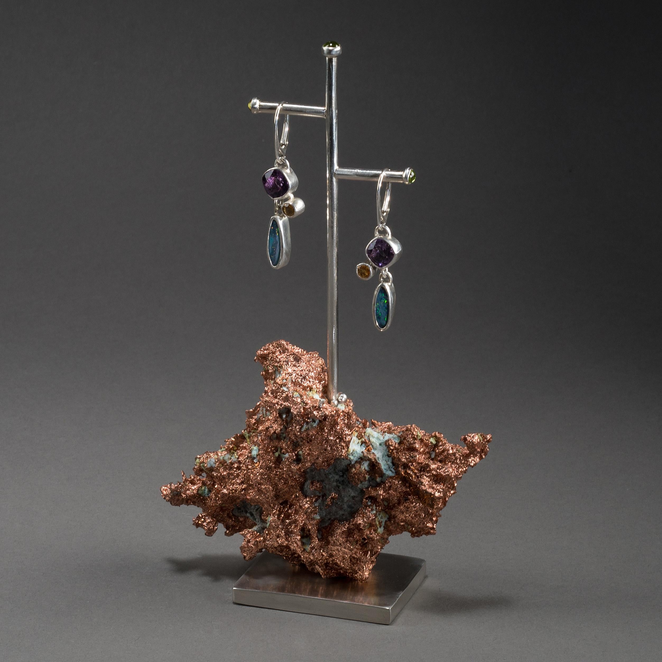 Studio Greytak 'Boulder Opal Earrings on Copper' Amethyst, Citrine, & Peridot For Sale 2