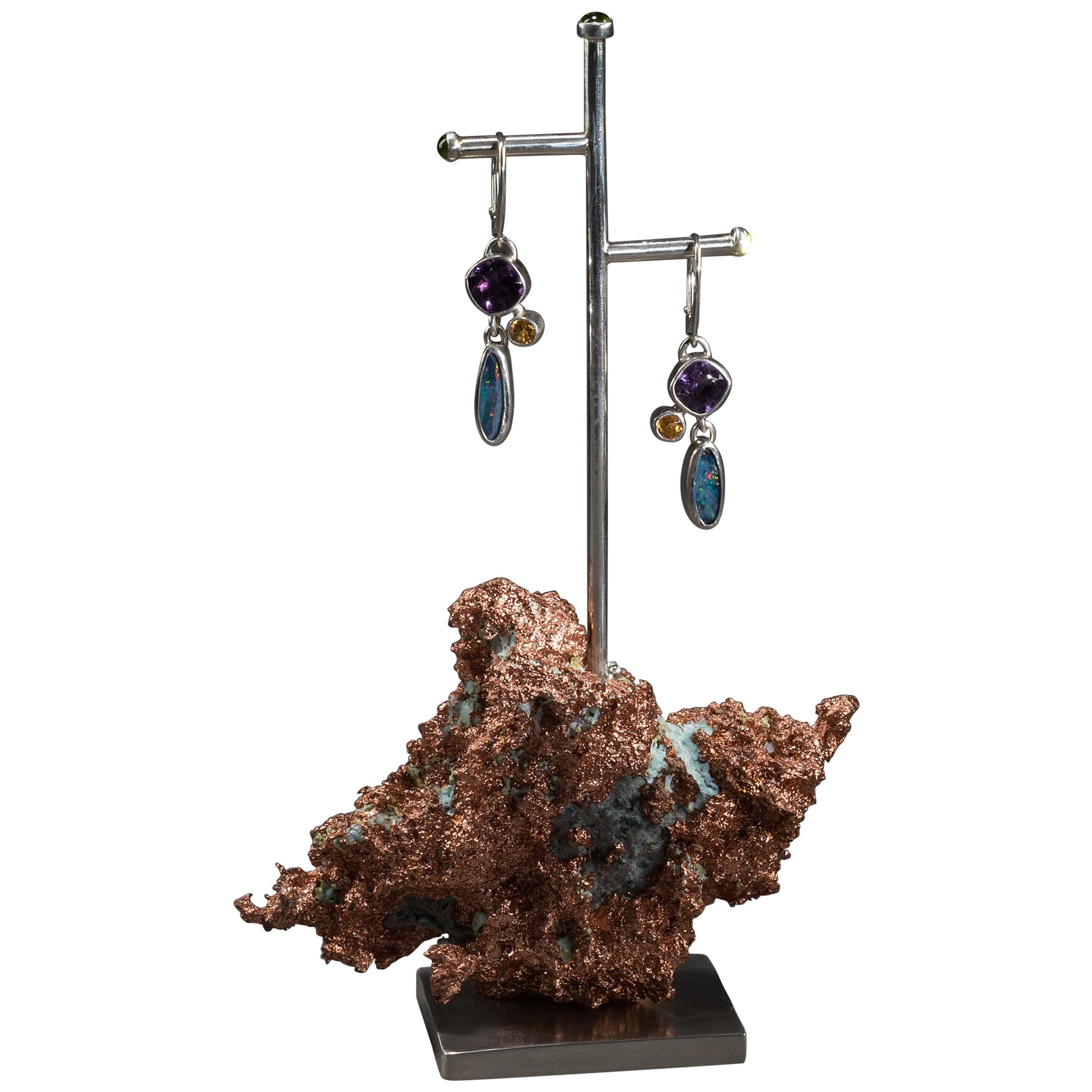 Studio Greytak 'Boulder Opal Earrings on Copper' Amethyst, Citrine, & Peridot For Sale