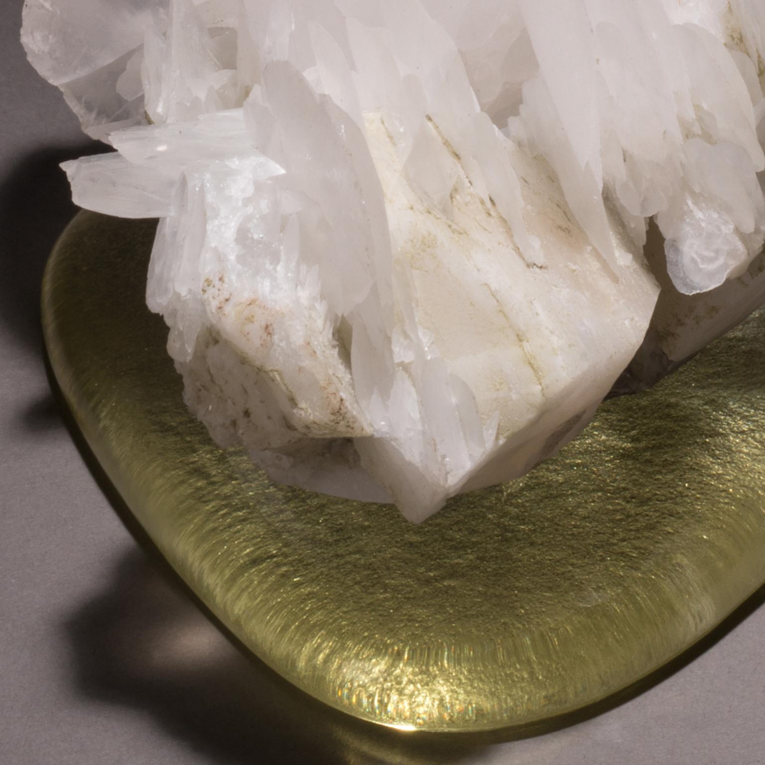 Studio Greytak 'Calcite on Cast Glass Base' White & Clear Calcite & Yellow Glass In New Condition For Sale In Missoula, MT
