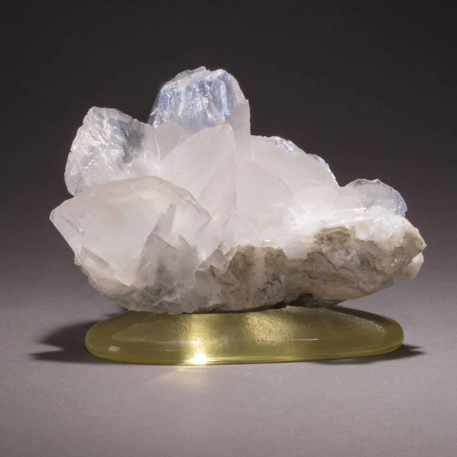 Studio Greytak 'Calcite on Cast Glass Base' White & Clear Calcite & Yellow Glass For Sale 1