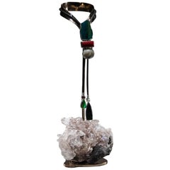 Studio Greytak 'Chrysocolla Bolo Tie on Selenite' Pearl Lariat Necklace