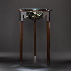 Studio Greytak "Classic Peekaboo Table 1" Epidote, Stainless Steel and Walnut