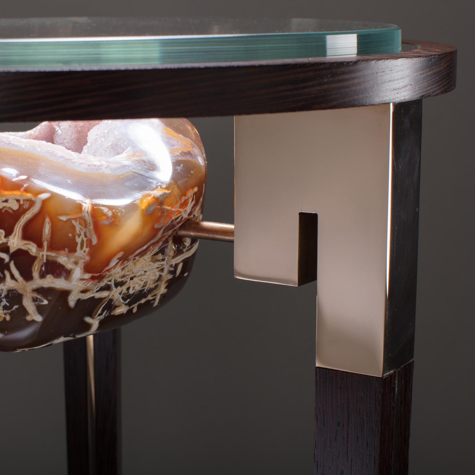 Studio Greytak 'Classic Peekaboo Table 3' Agate, Bronze & Wenge Occasional Table In New Condition For Sale In Missoula, MT