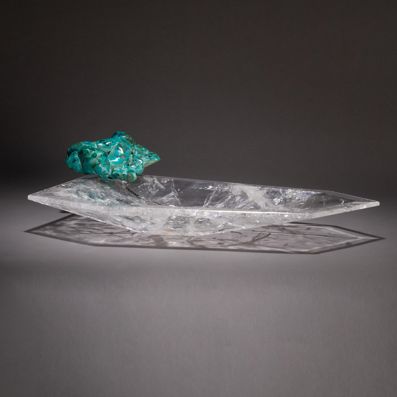 Crystal Bling Bowl 18

Let the stunning blue-green colors of chrysocolla conjure up thoughts of the oceans in Studio Greytak’s Crystal Bling Bowl 18. It is thought chrysocolla carries the peaceful, soothing vibes of water while also being known as