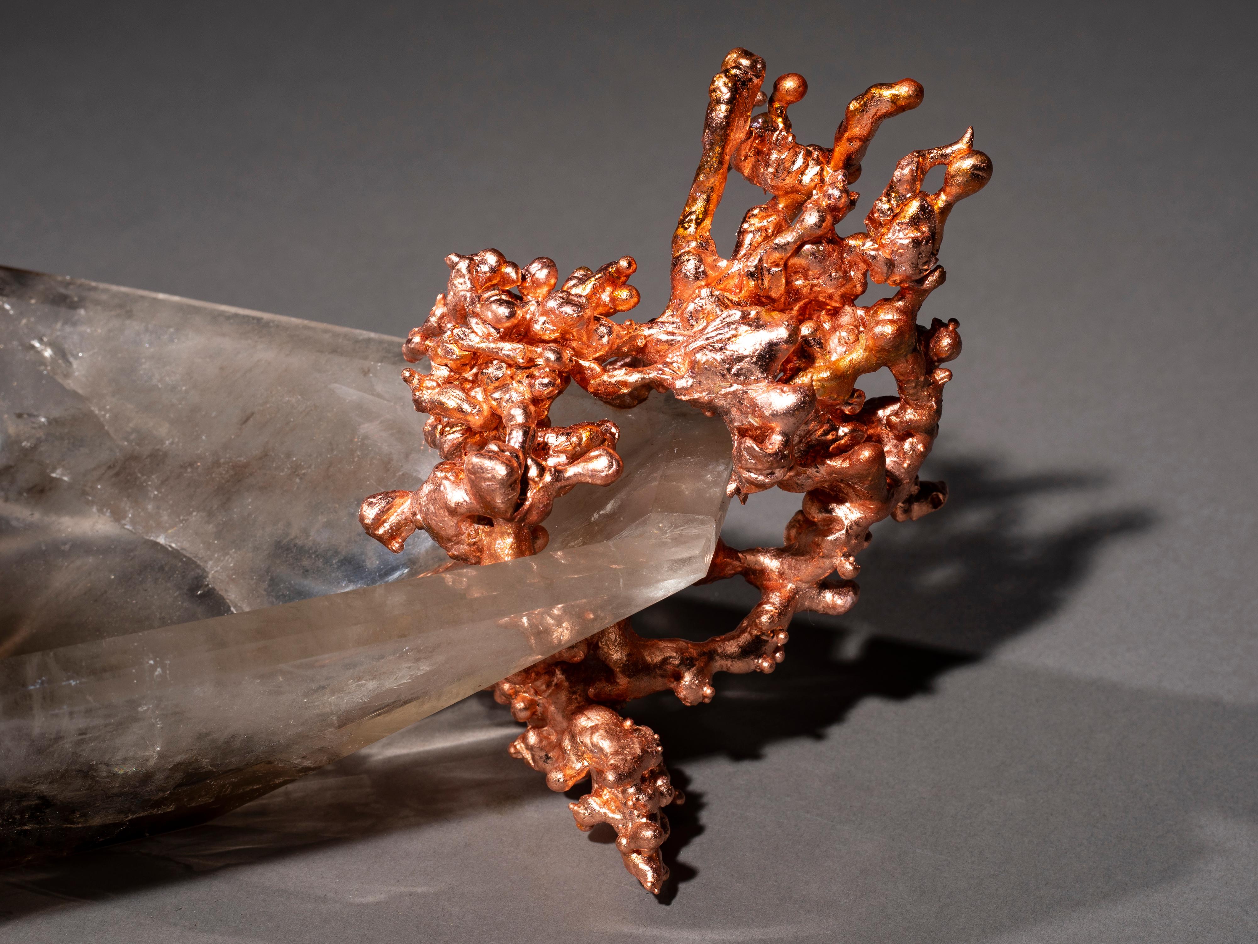 Studio Greytak Crystal Bling Bowl 37, Copper on Smokey Quartz For Sale 3